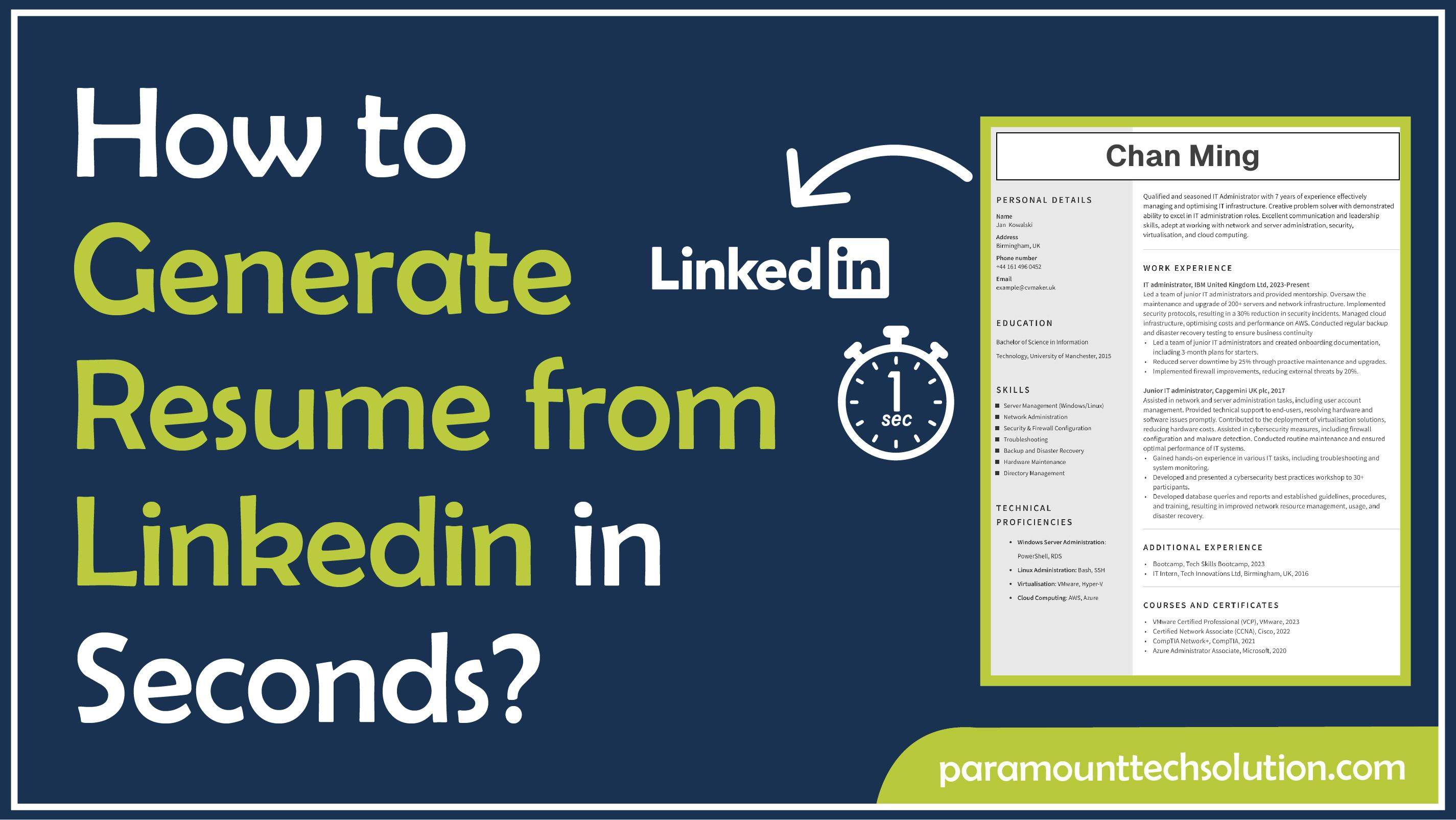 How to Generate Resume from Linkedin in Seconds