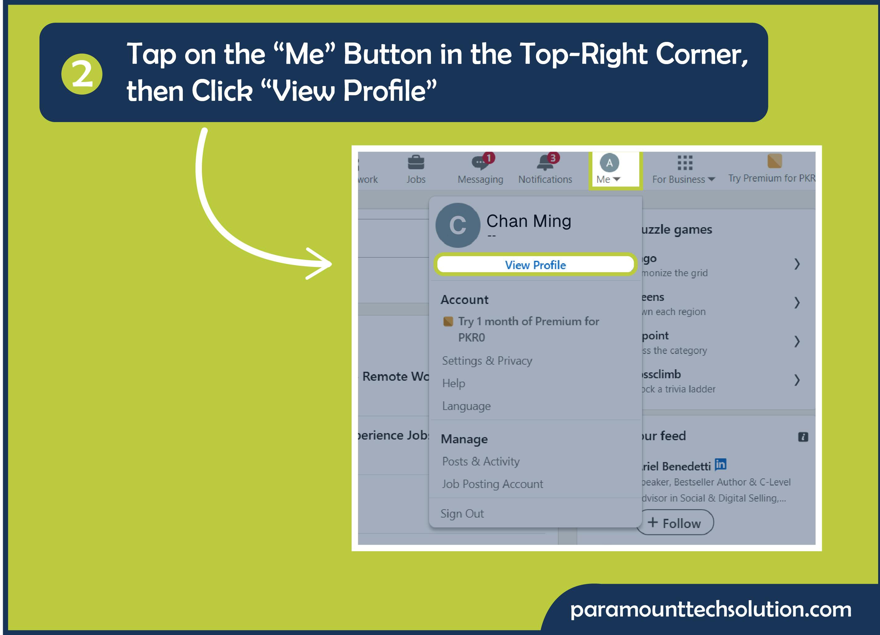Click on view profile option