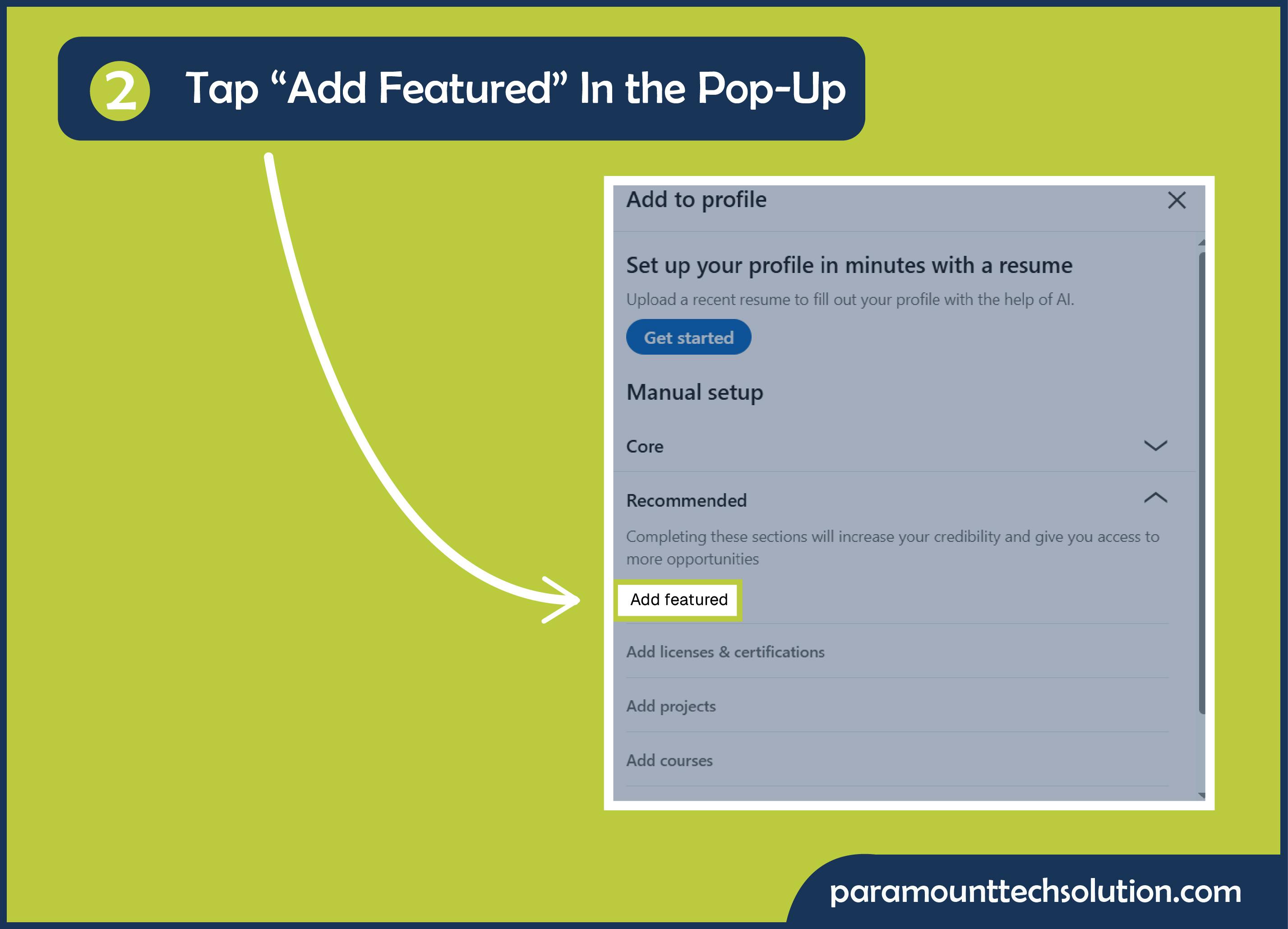 Add featured in popup box