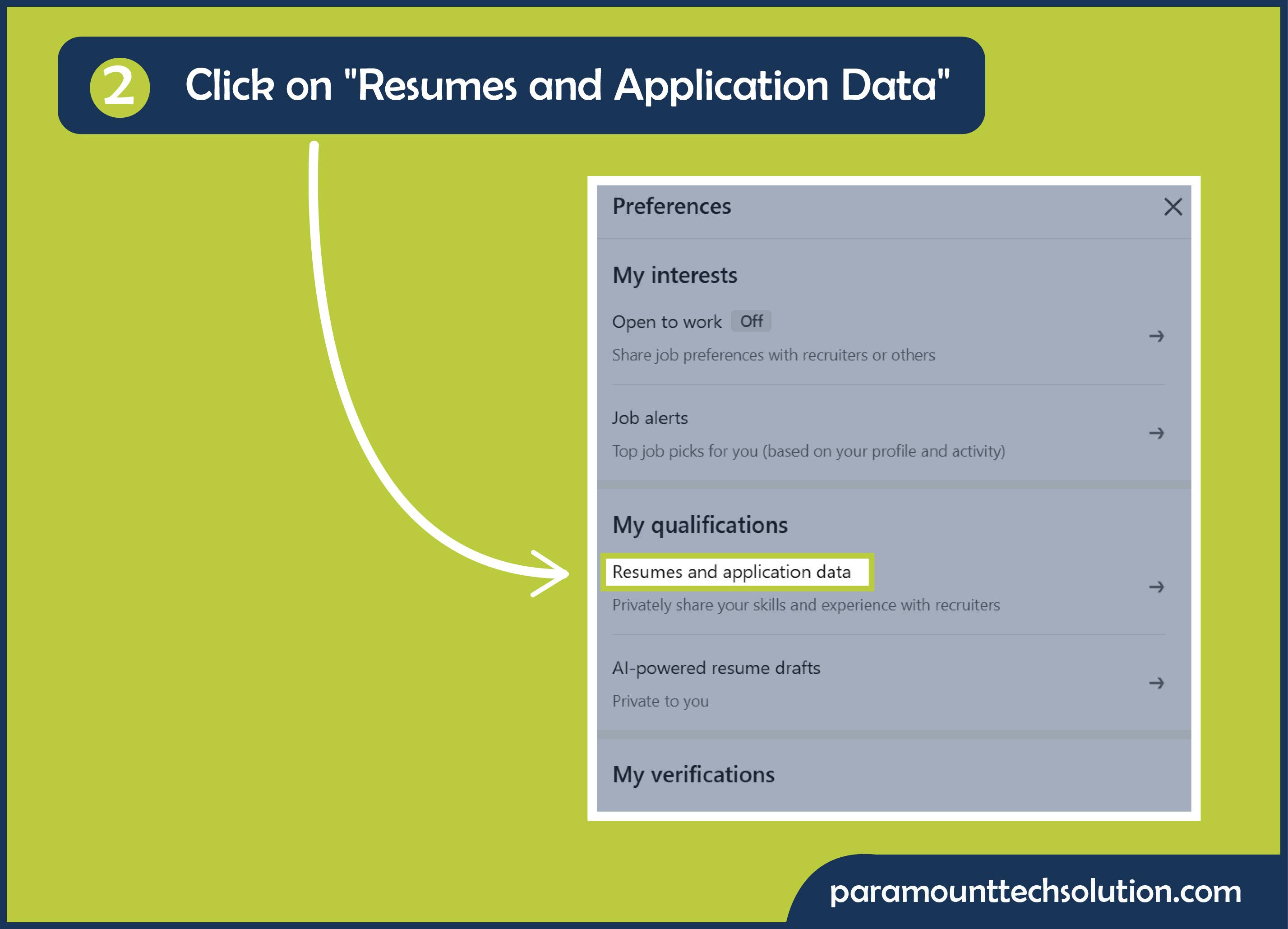click on “Resumes and application data