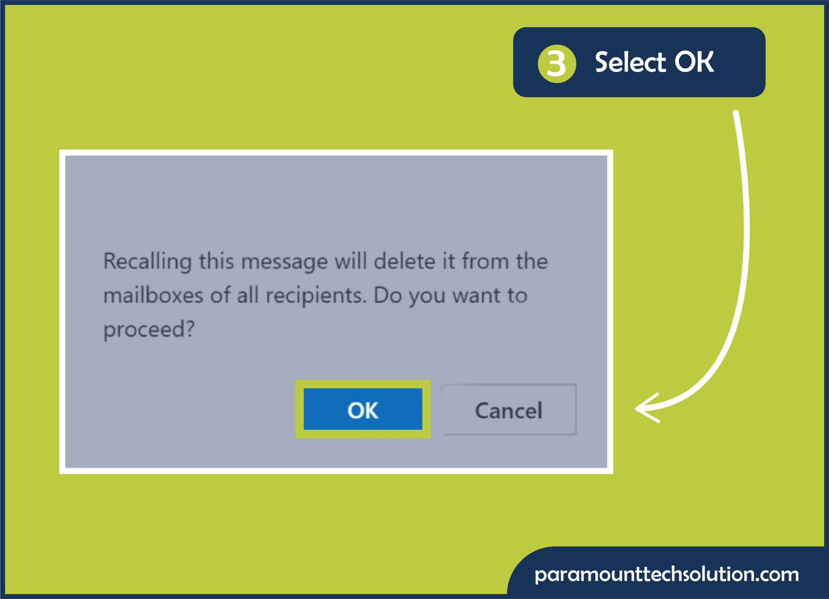 After tapping on recall message click on ok