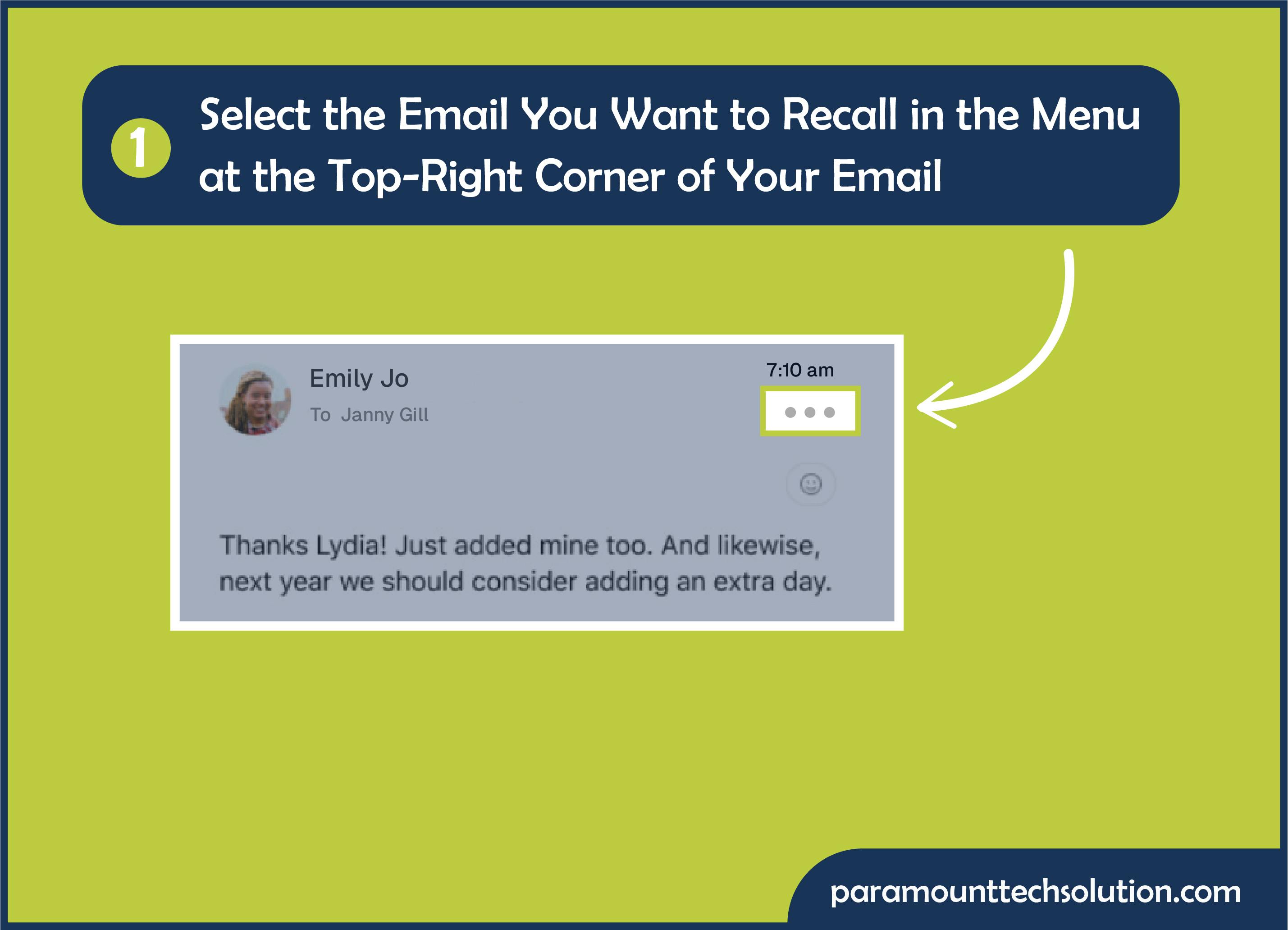 Select the email you want to recall