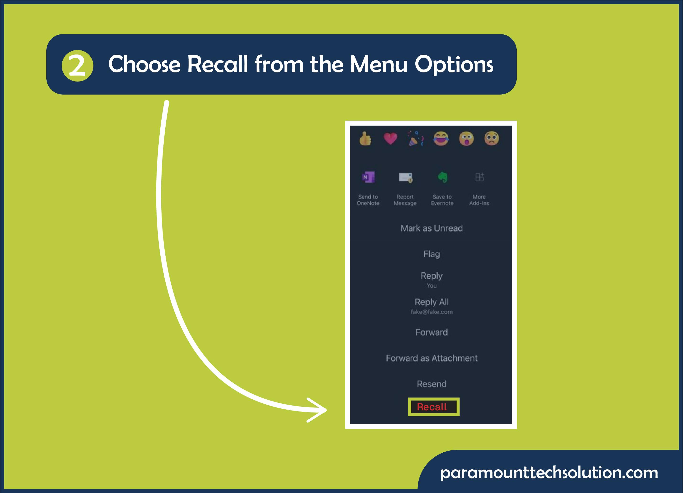 Choose recall from menu option