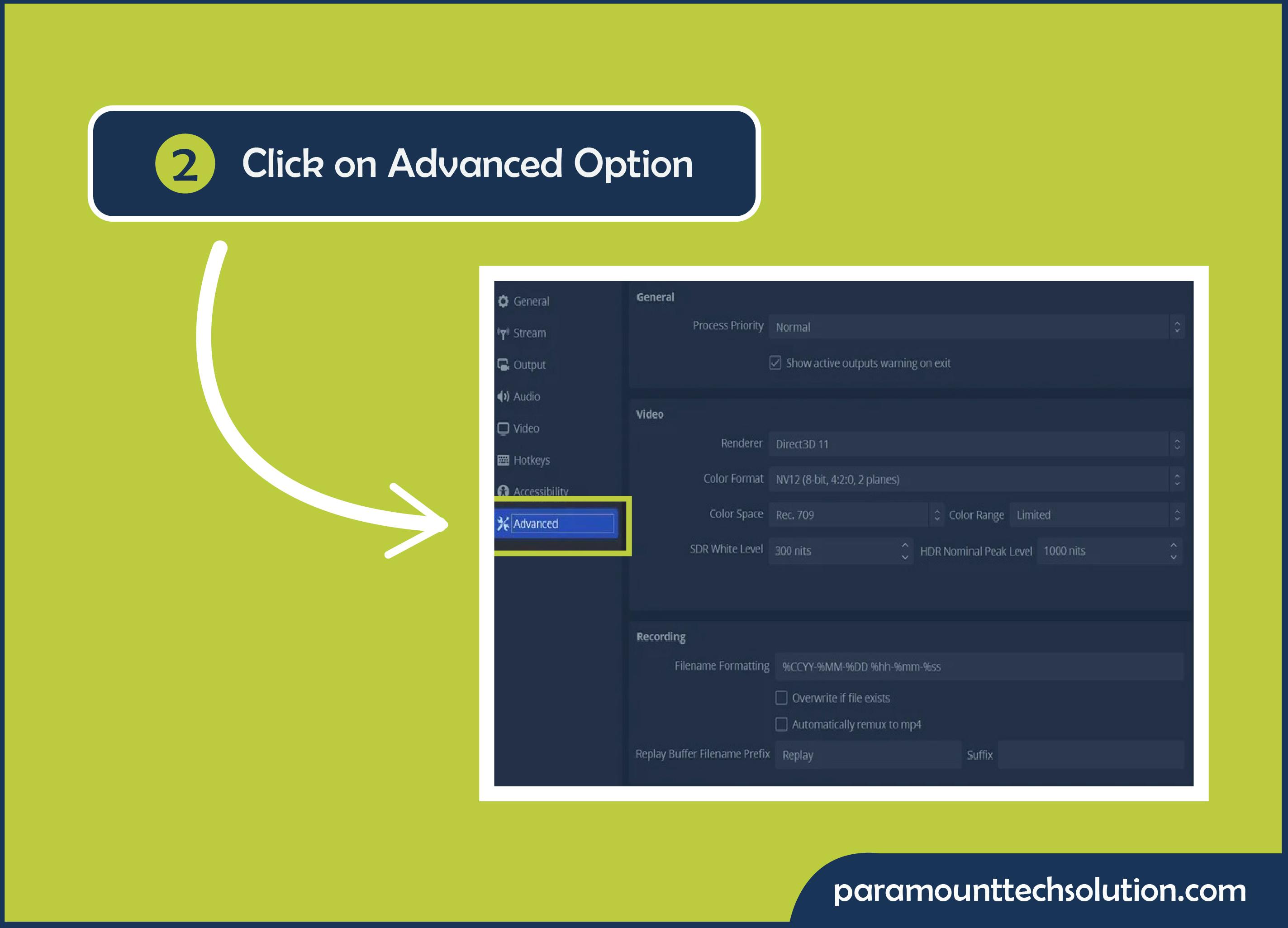 Click on settings and click on advanced options
