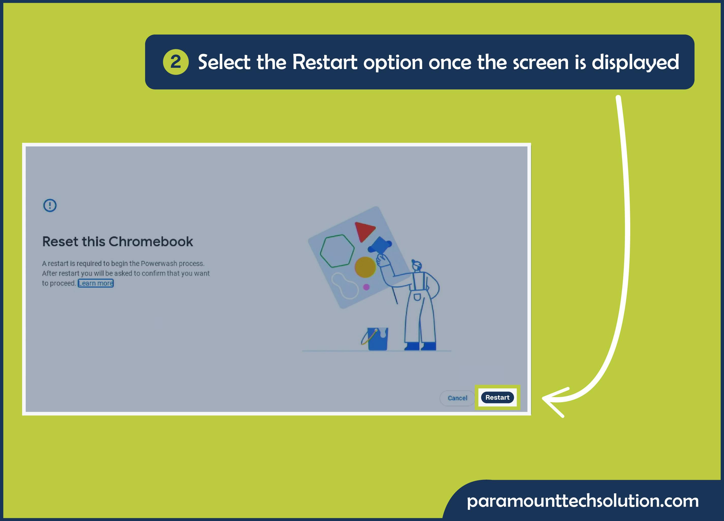 Click on the restart option when display screen