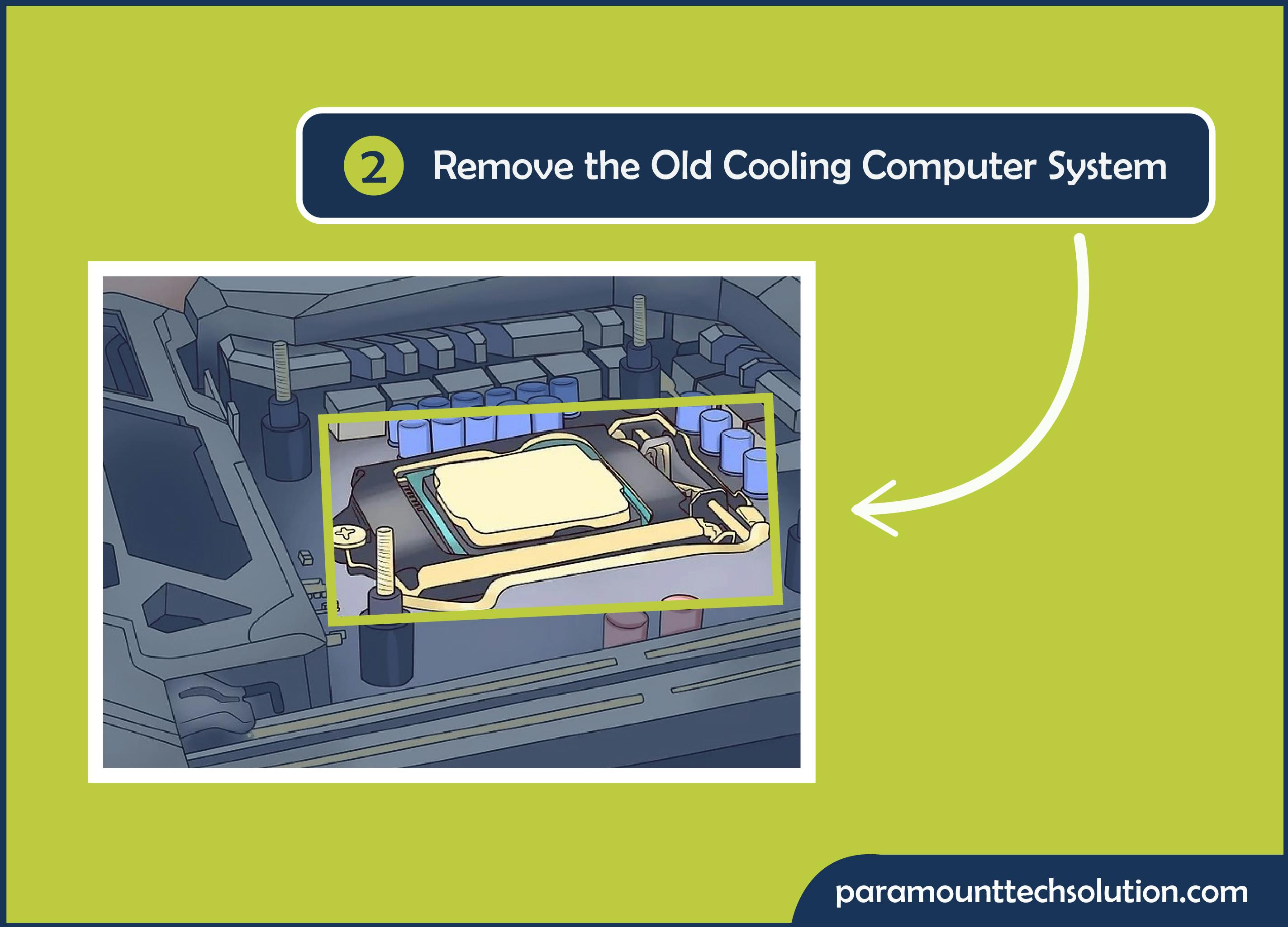 Take out the old CPU heatsink  to remove the old cooling computer system