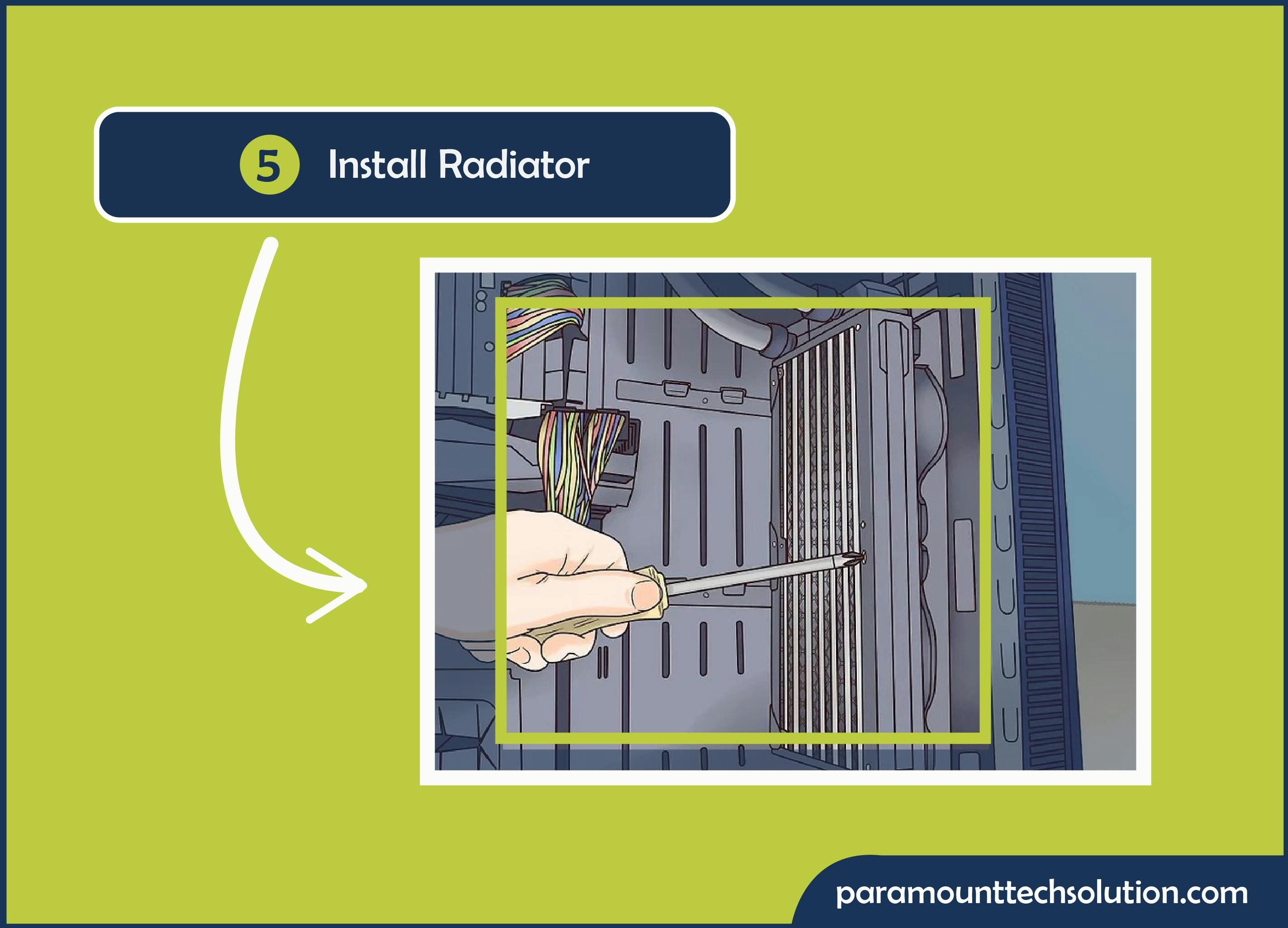  install the radiator to take it in next phase to building the cooler for cpu cooling 