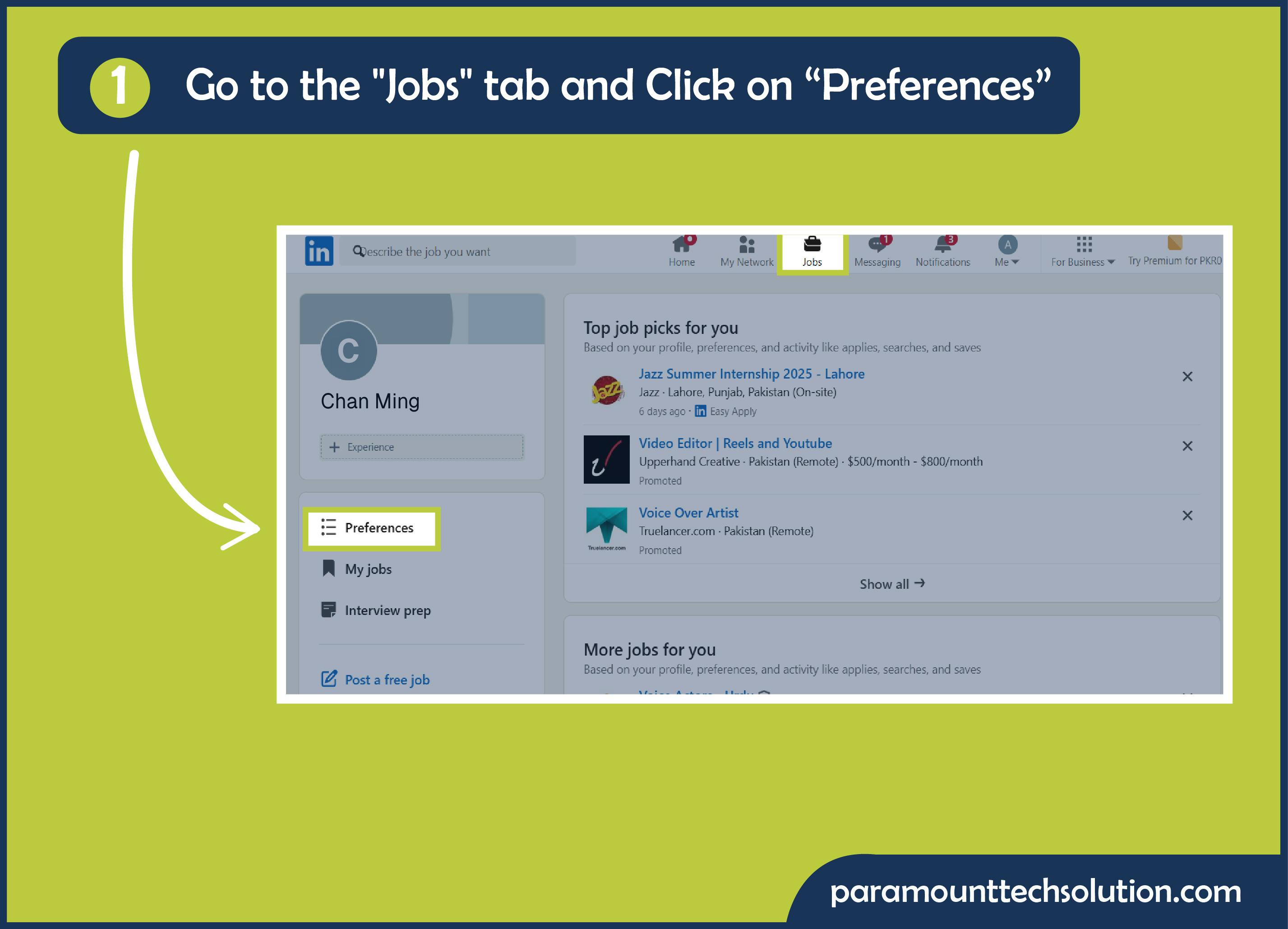 To edit your resume click on jobs option