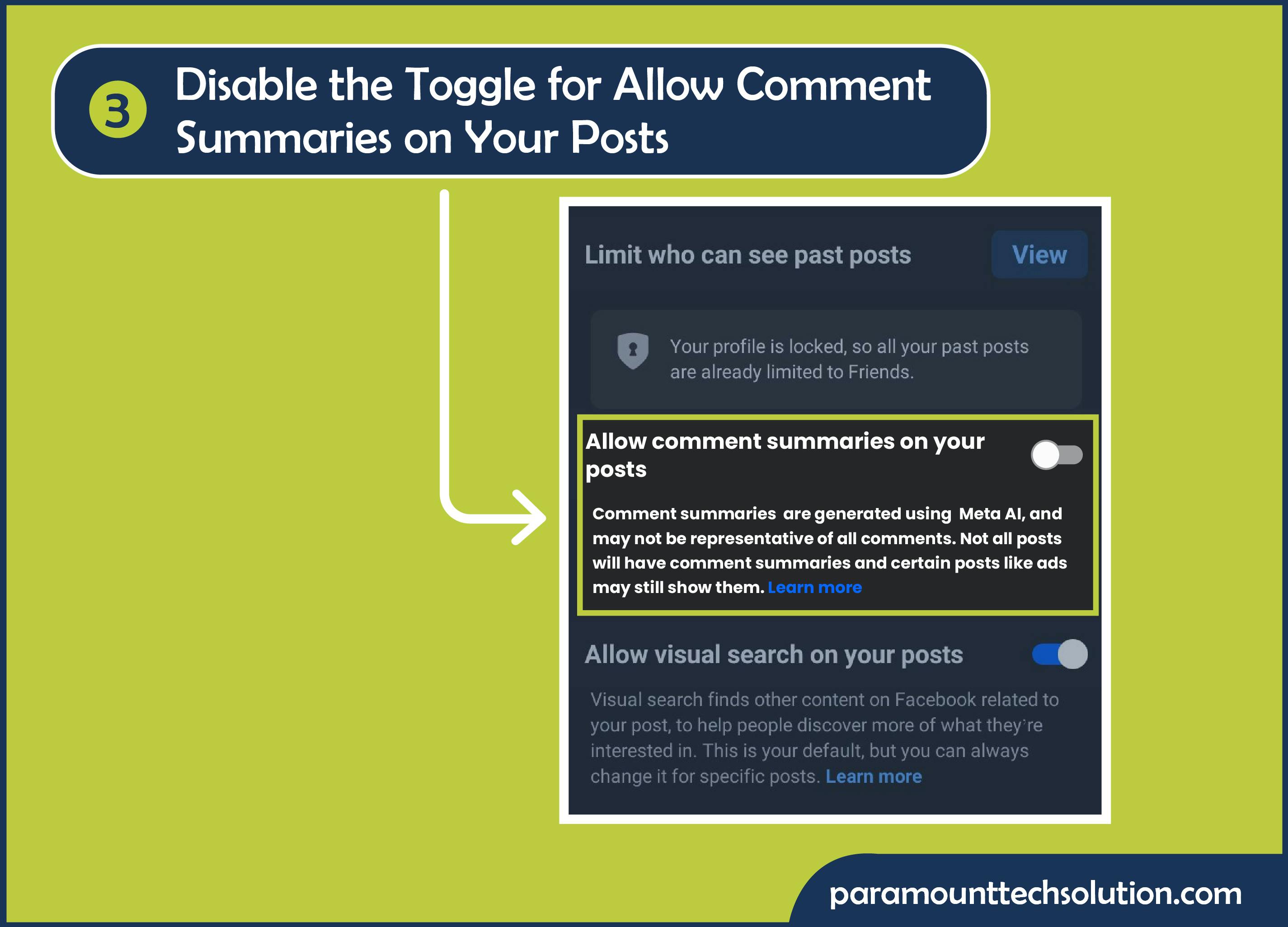 Disable the toggle for Allow comment 