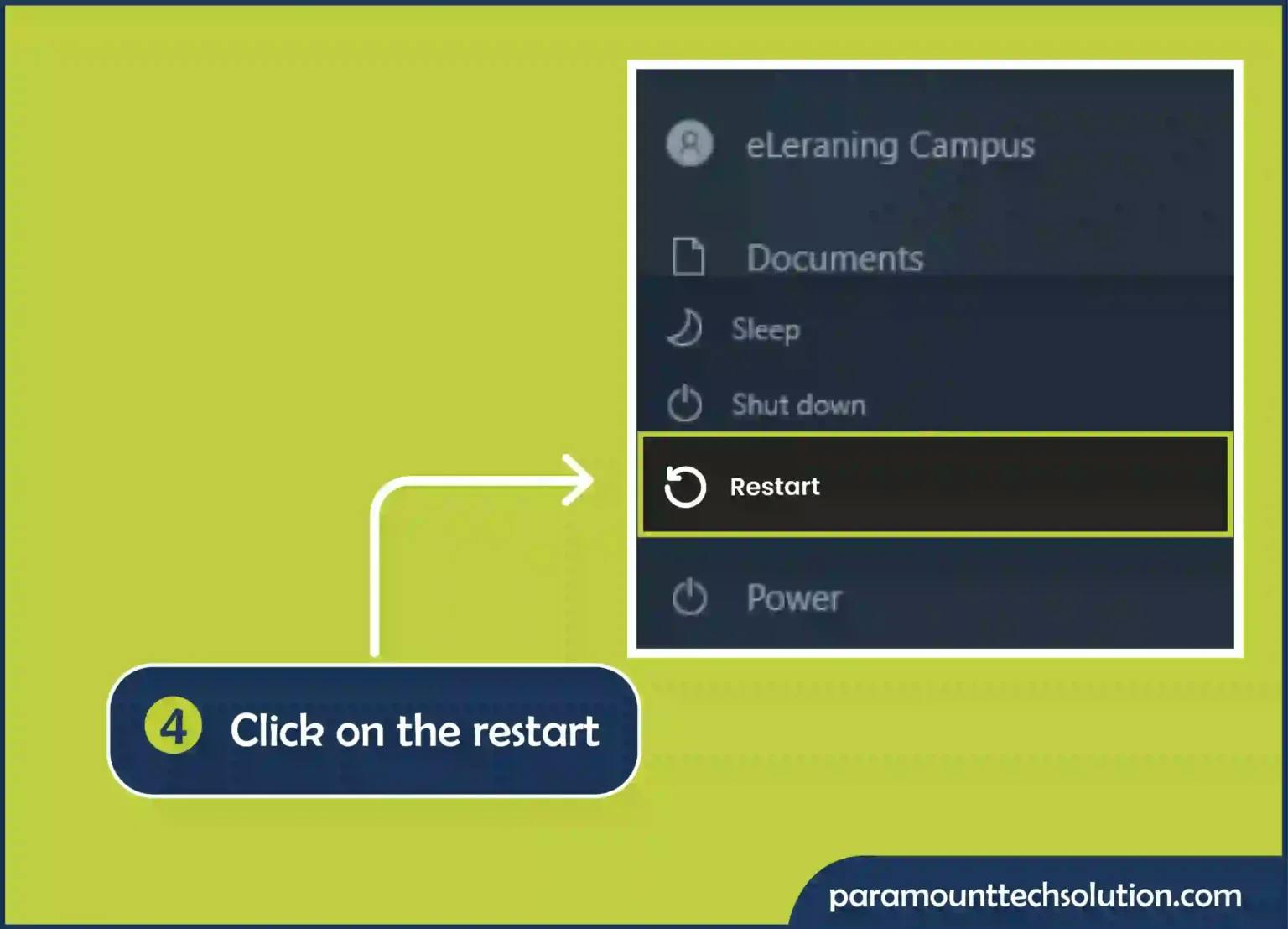 Click on the restart
