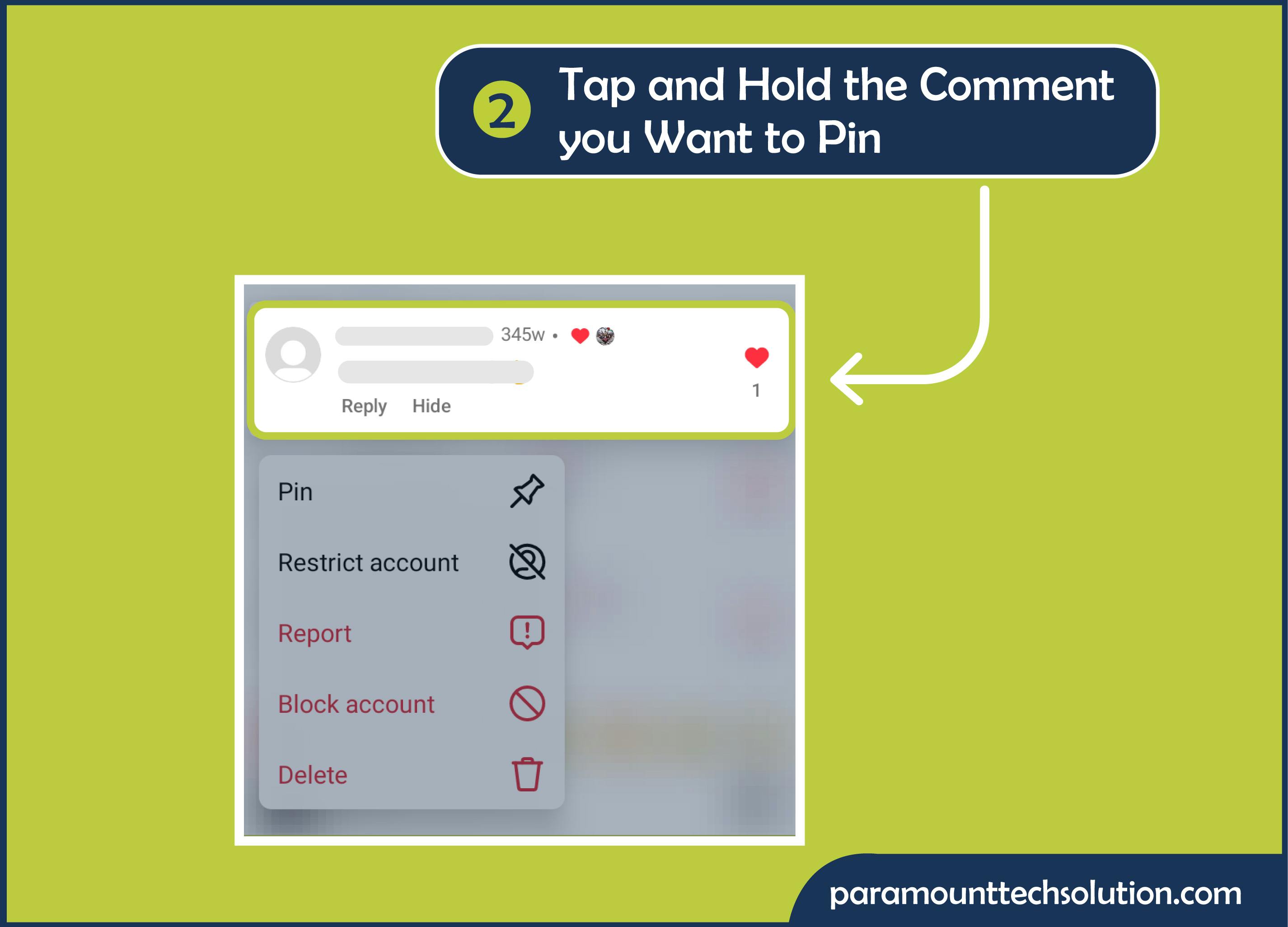 To pin your comment hold that desired comment