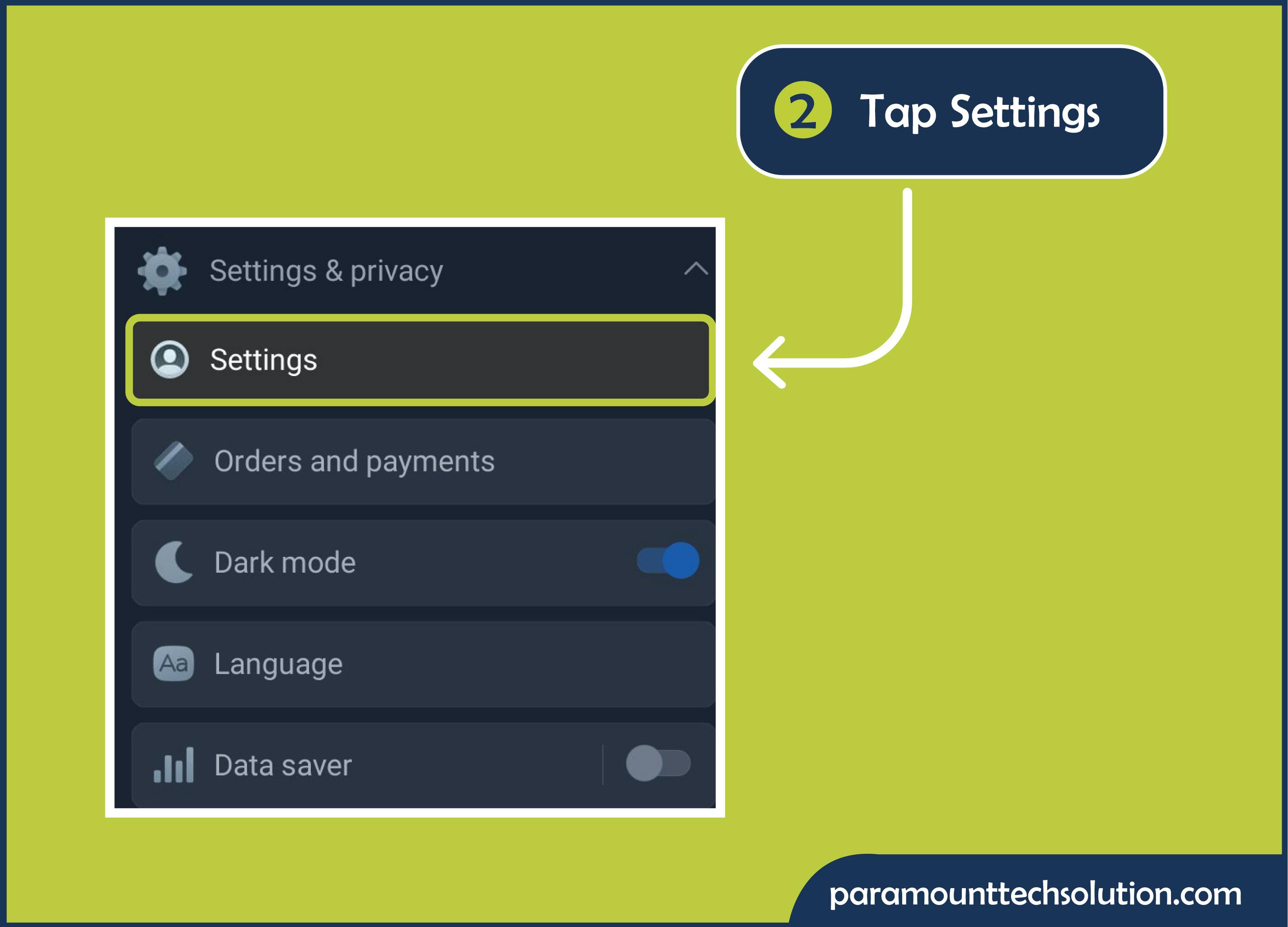  scroll down to setting and privacy