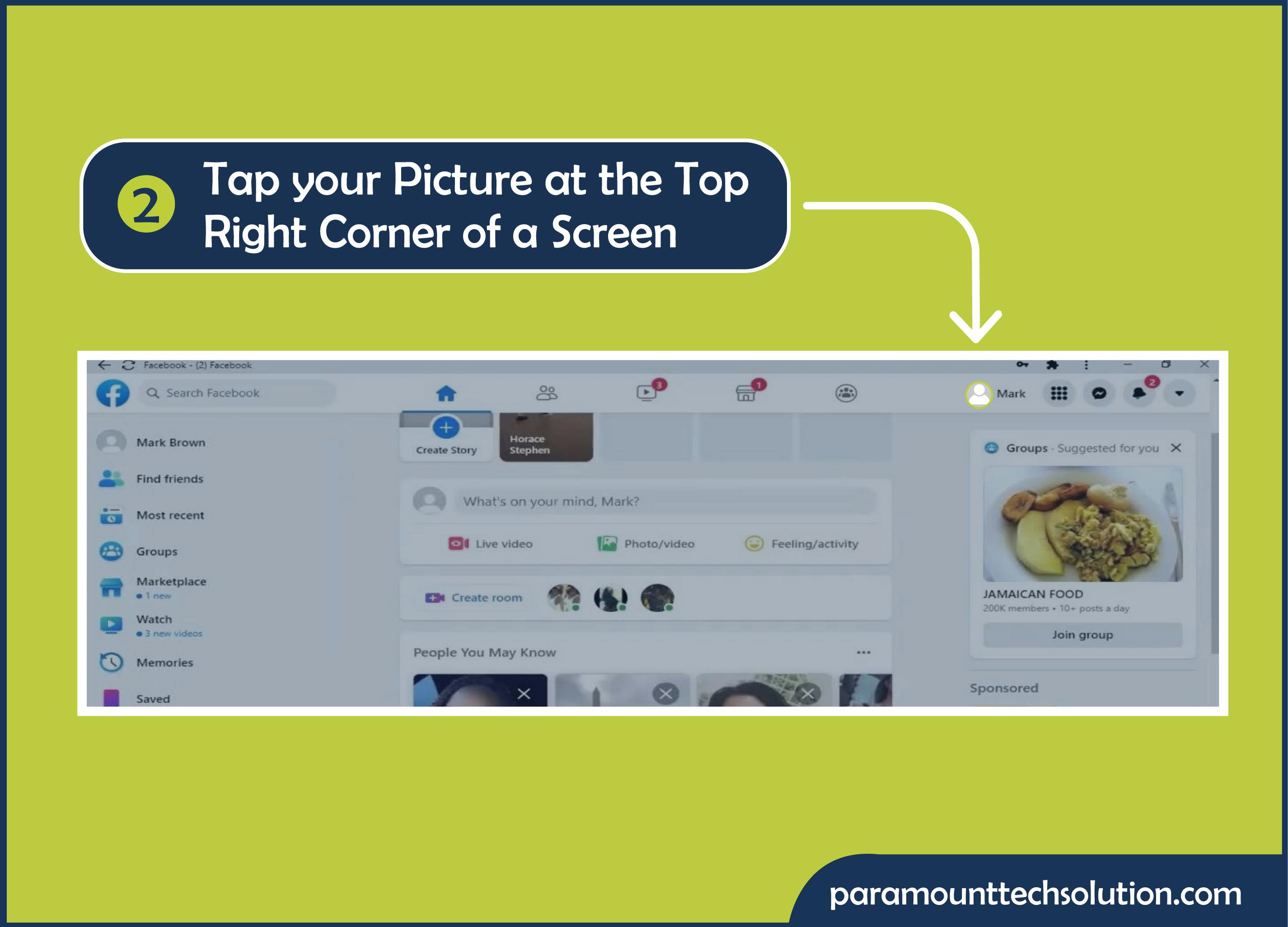  Tap your Picture at the top right corner of a screen to lock the profile for privac