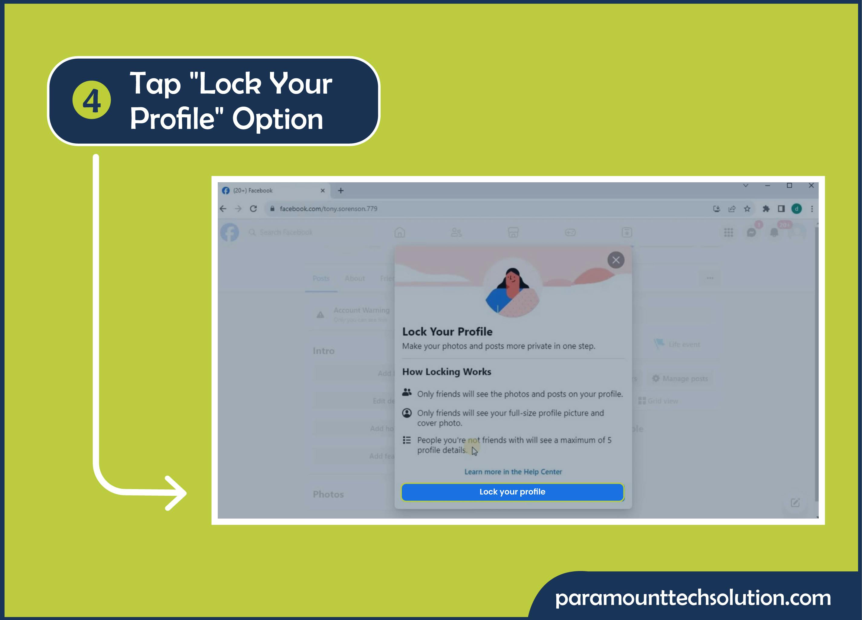 To get your Facebook account locked set privacy setting on