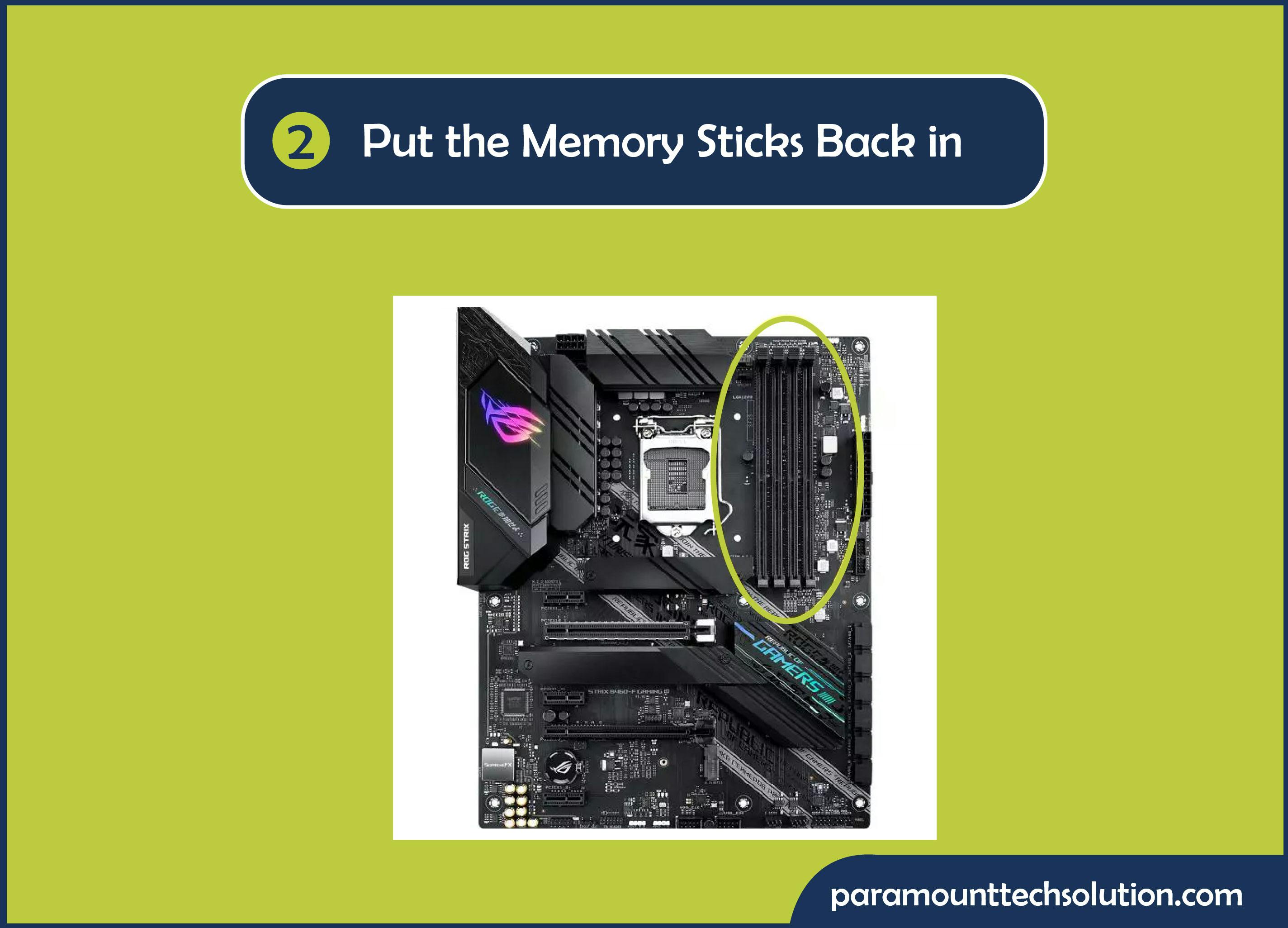 Pull the PC ram stick out of ram slot and blow dust from slot 