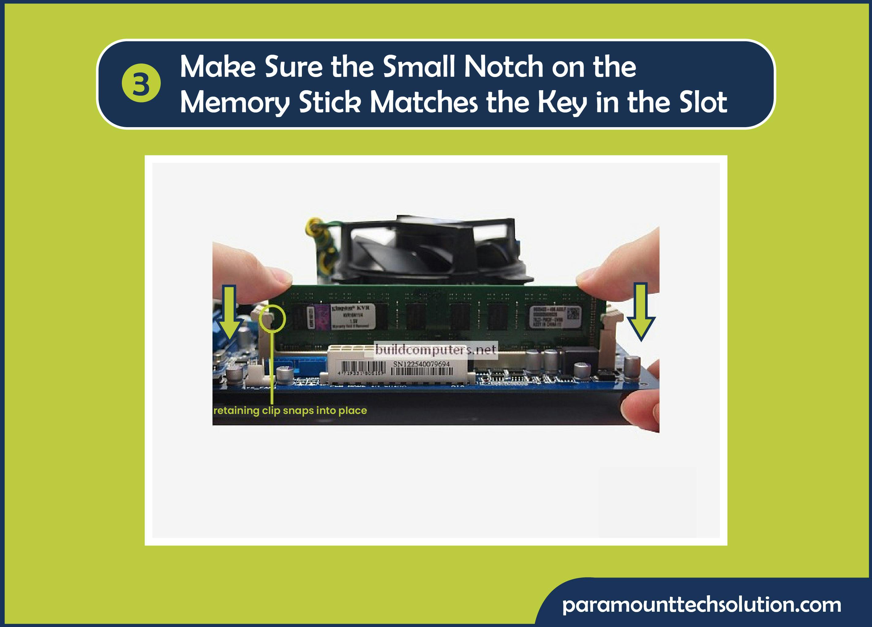 After cleaning the laptop ram slot push the stick down until the click voice