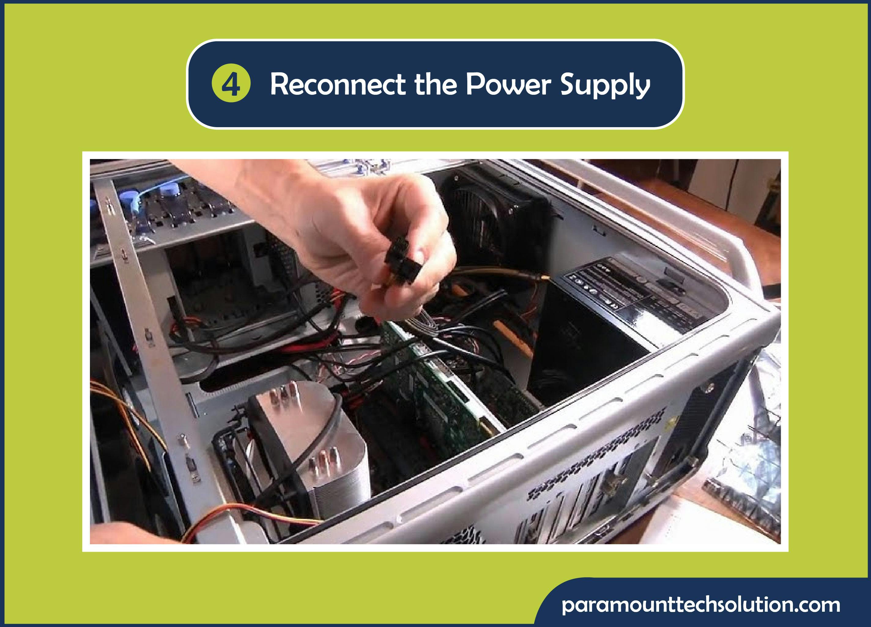 After putting ram back in slot connect the power supply 