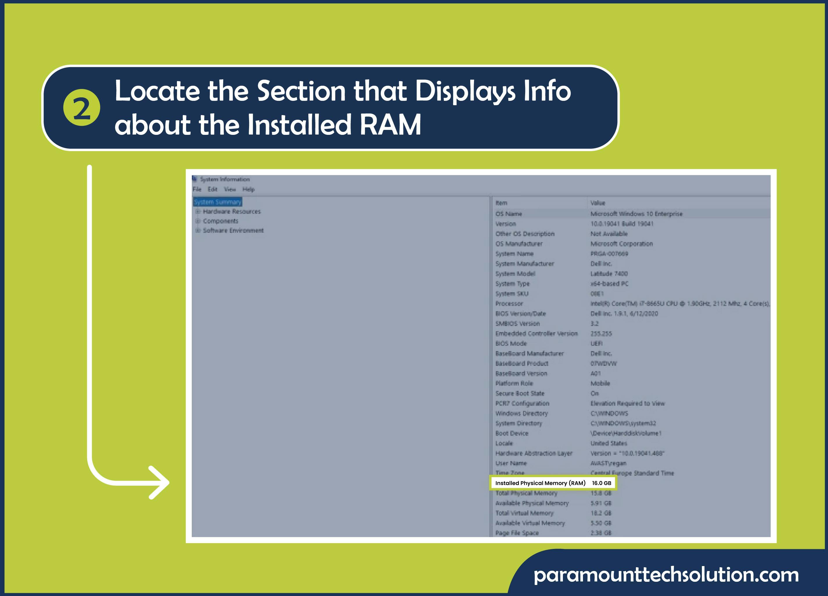 Change the ram PC area displayed info section