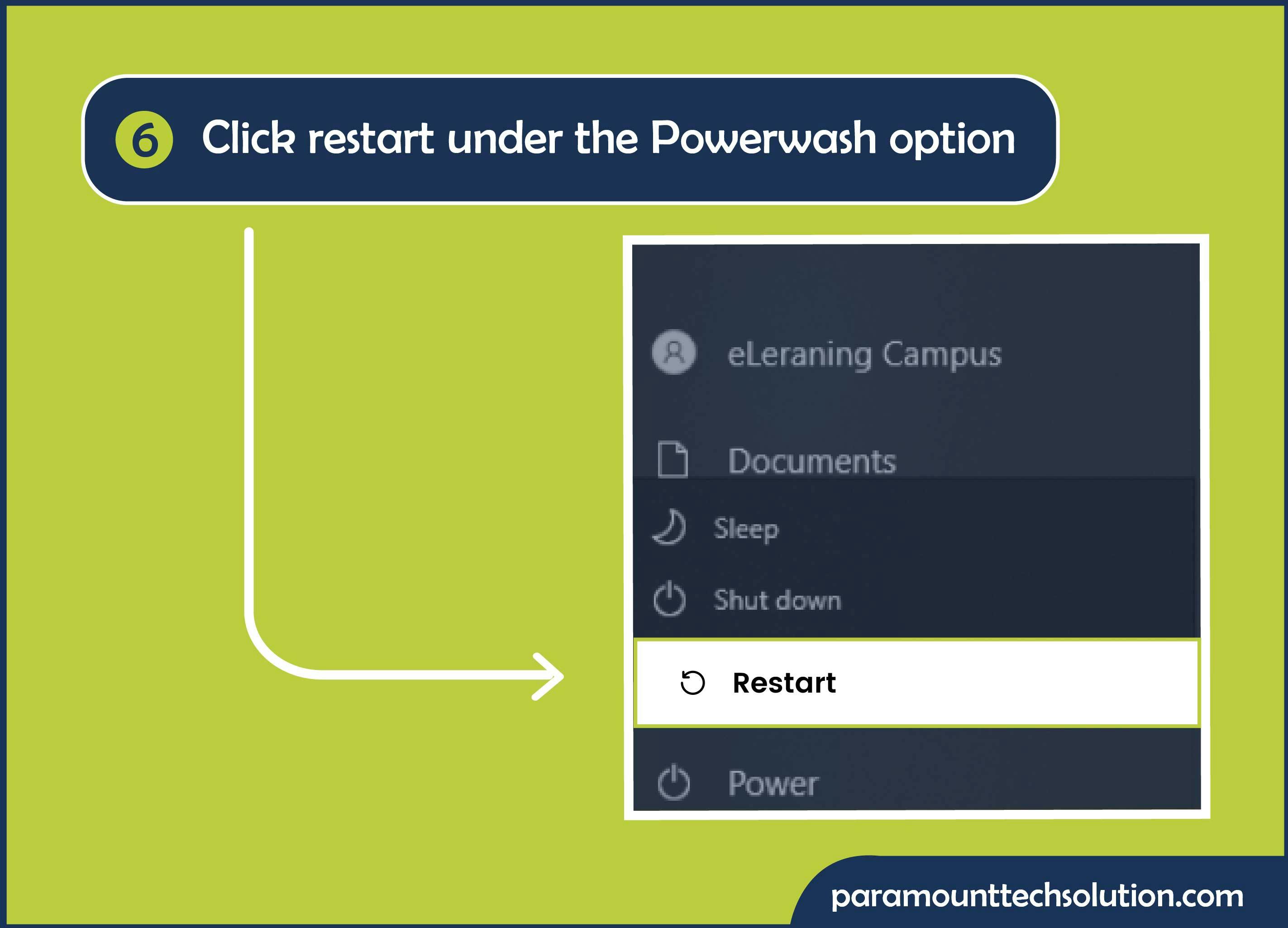 Click on the restart to processed the rest powerwash option
