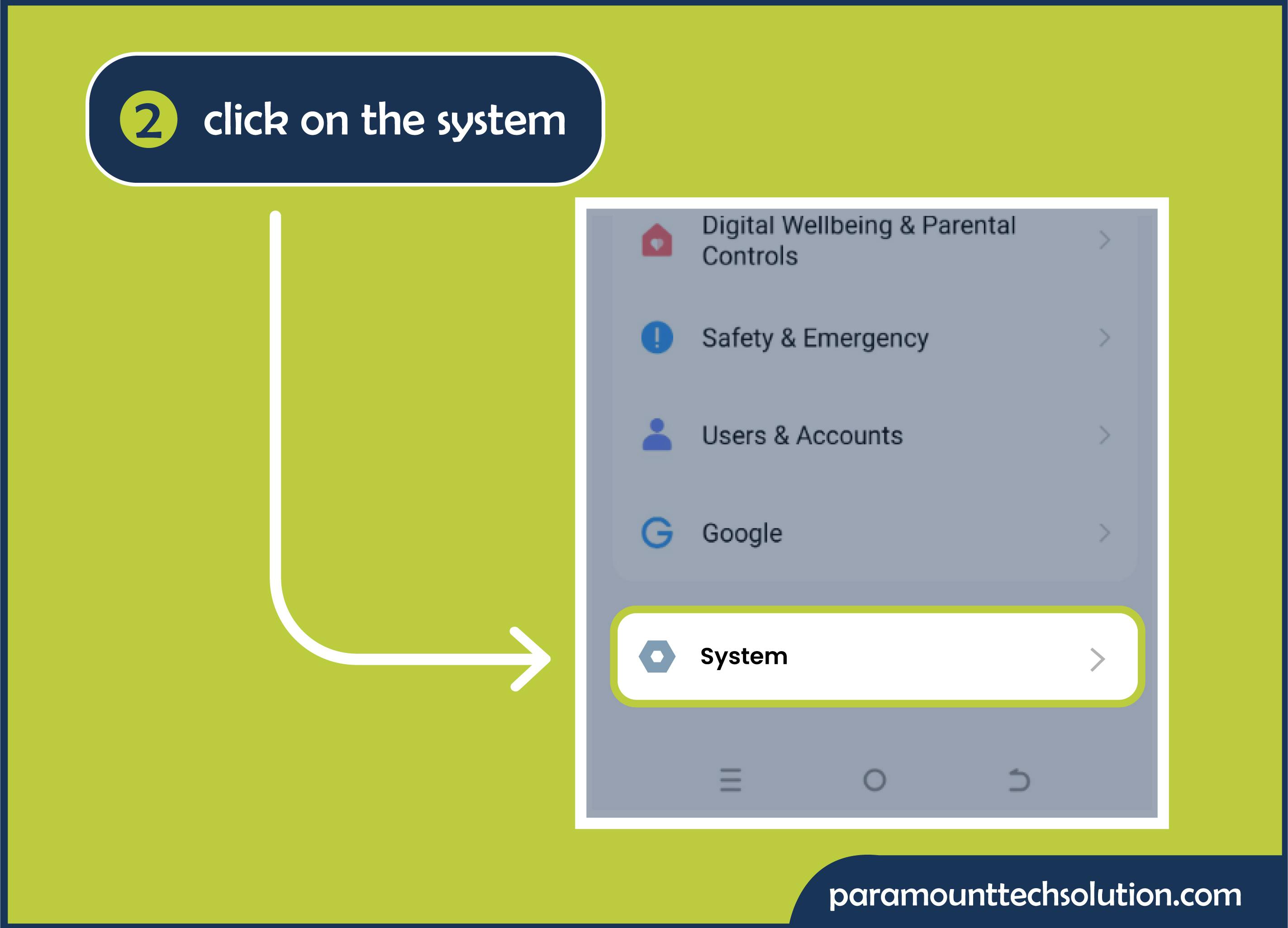 Click on the system option listed in menu