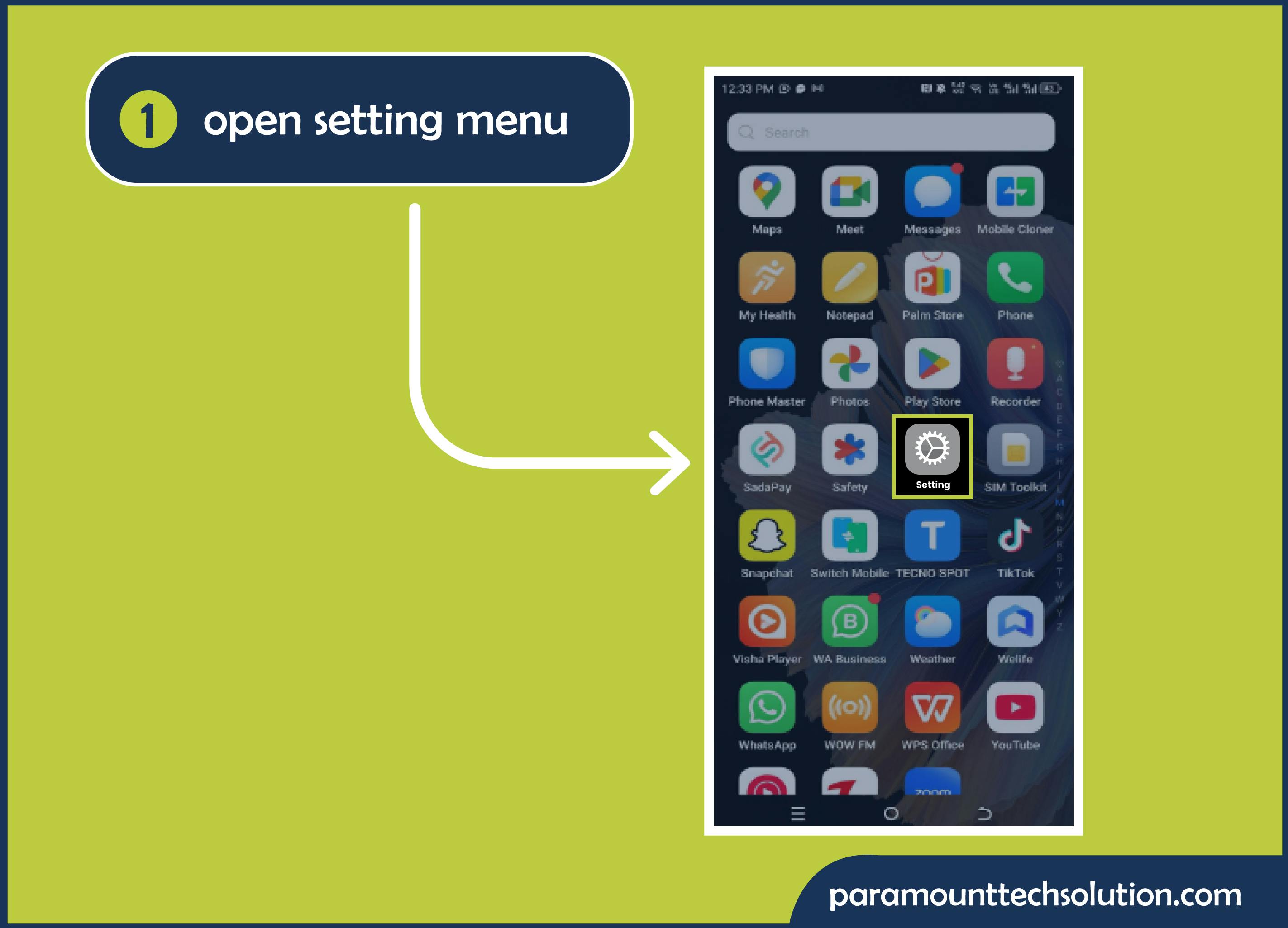 To remove horizontal rows on from your phone screen open your mobile settings