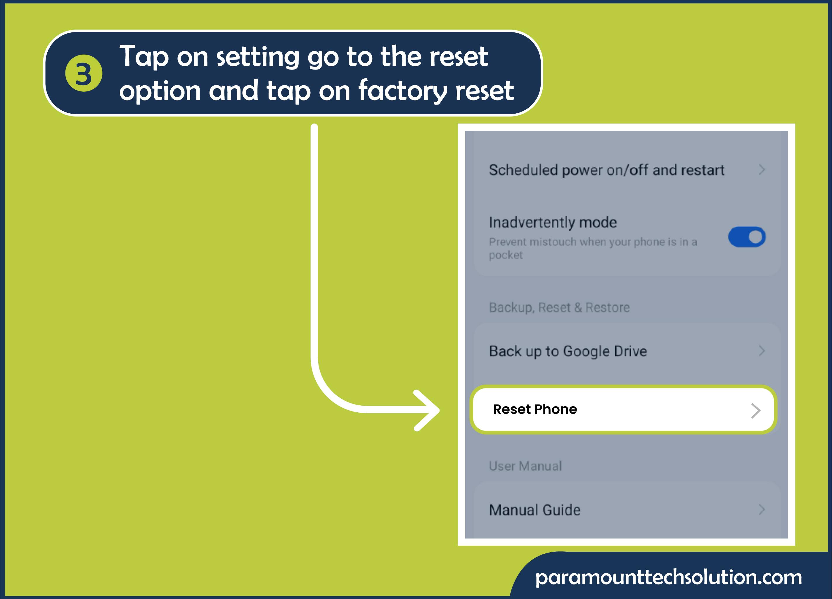 Tap power off option for removing horizontal lines 