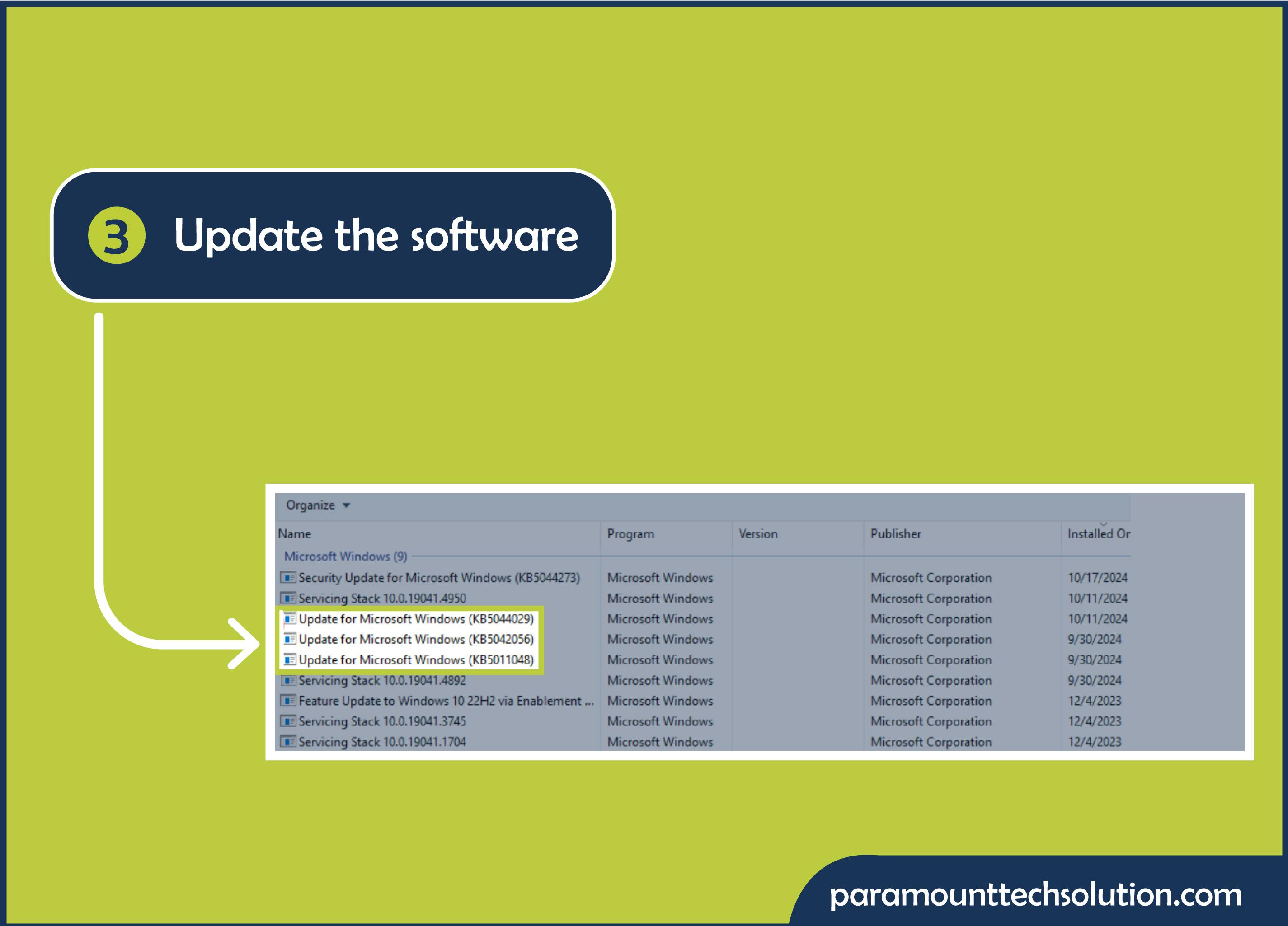 Update the software and proceed to next step