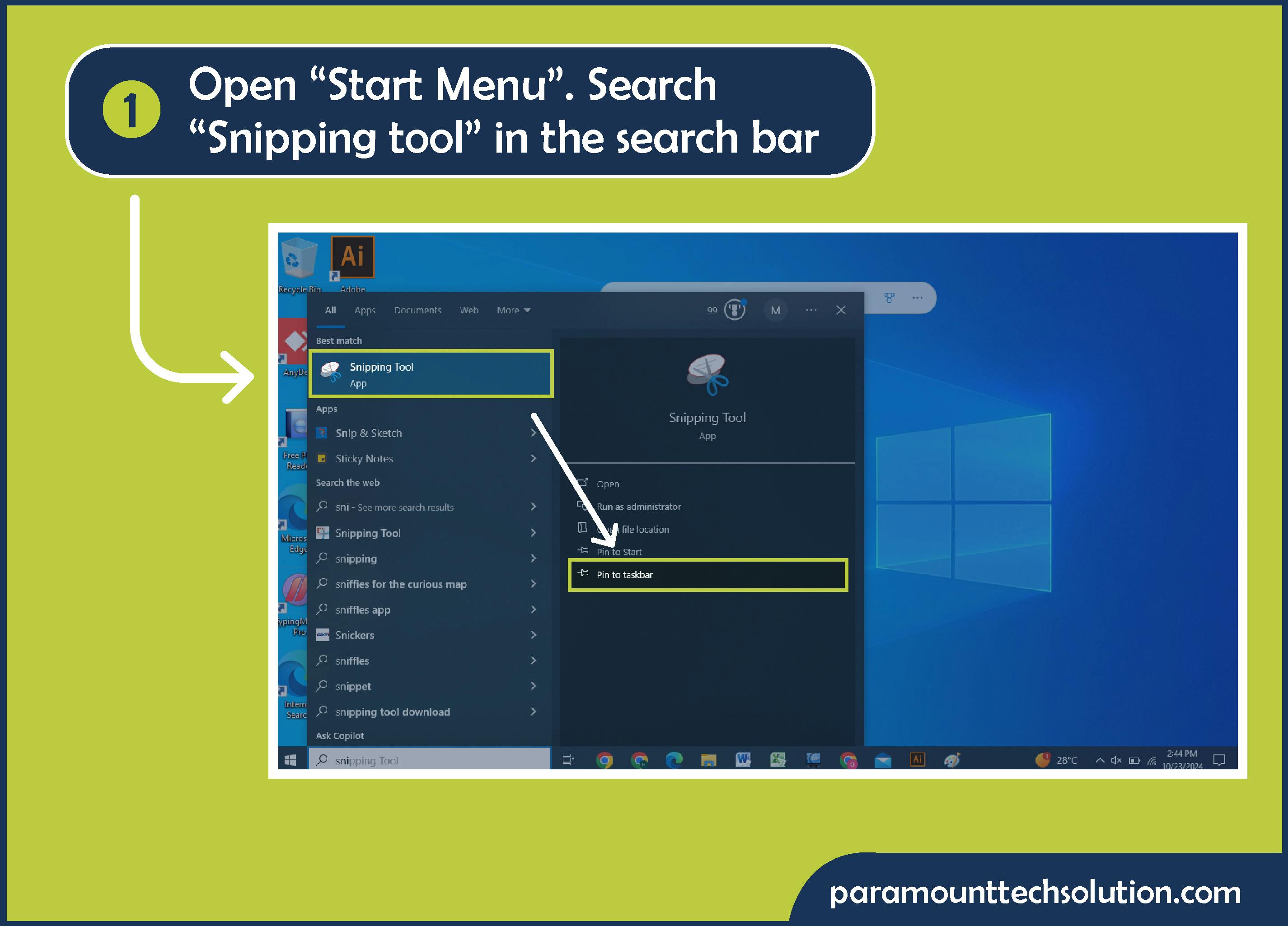 With the help of the snipping tool on Dell Follow these steps to take a screenshot on Dell la top Open “Start Menu