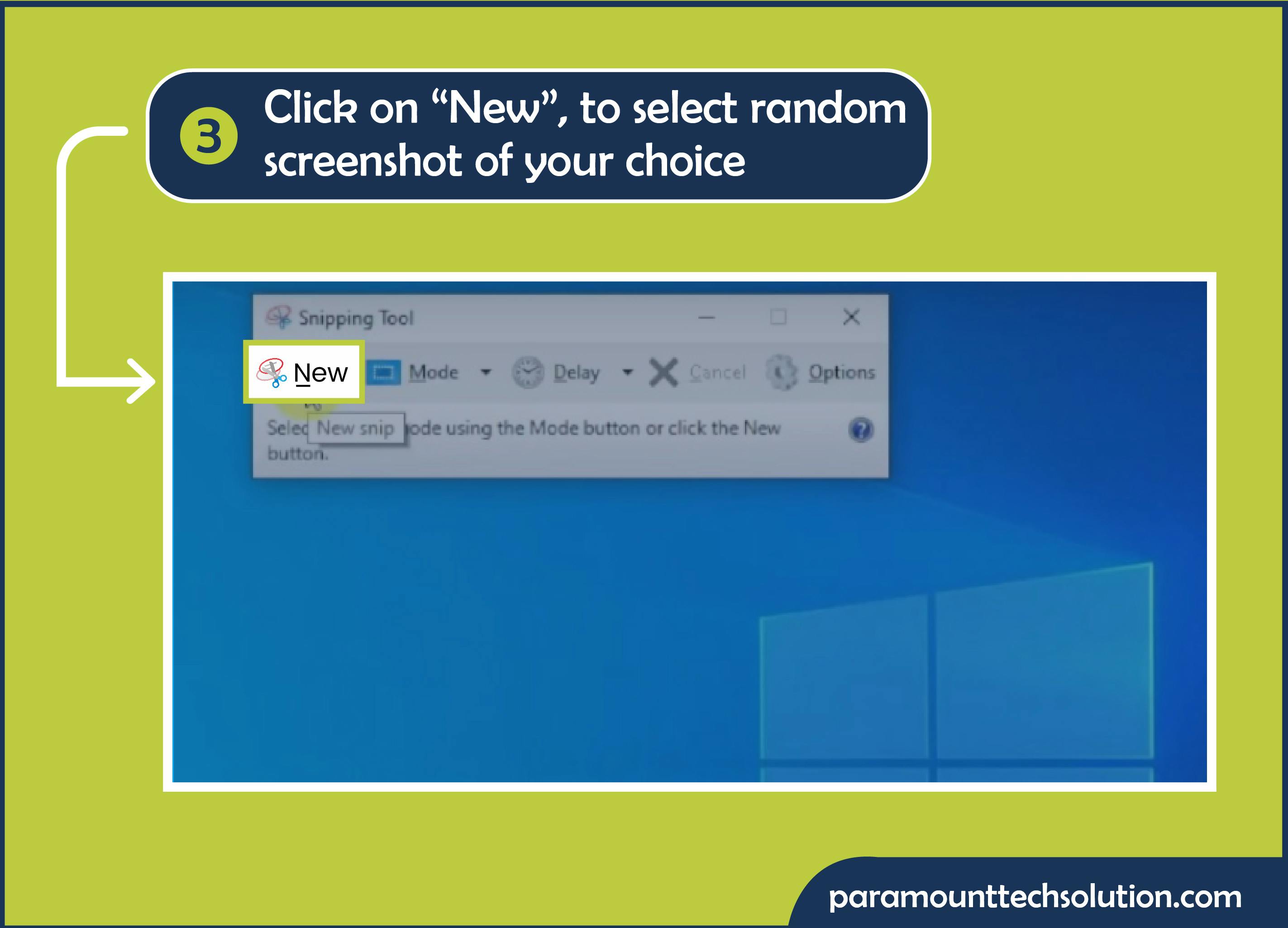 Click on “New”, to select a random screenshot of your choice