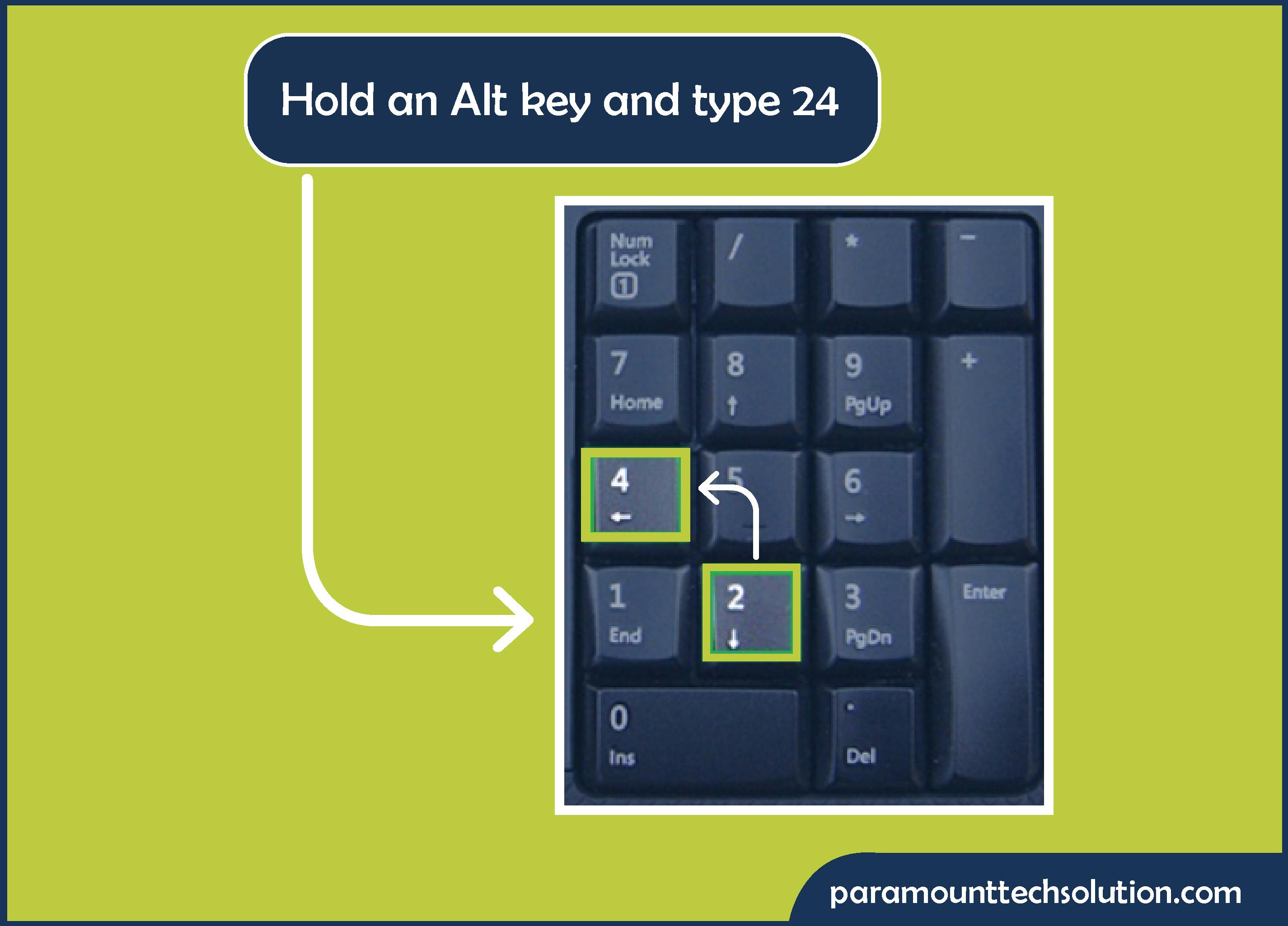 Up Arrow ALT key To type an up arrow symbol windows