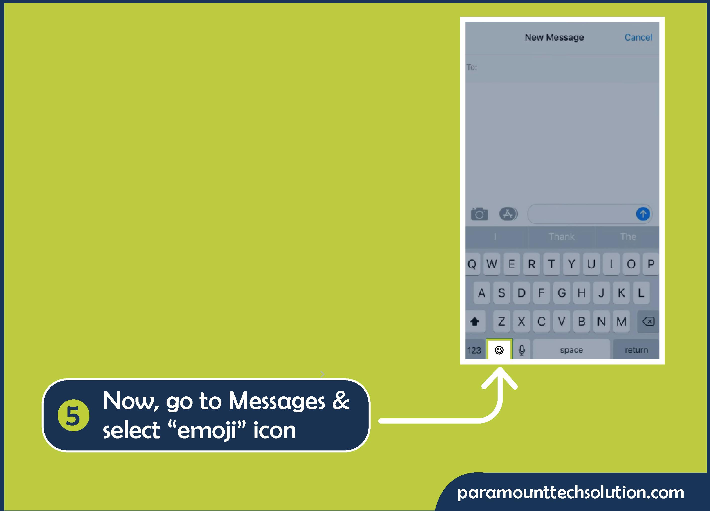 Now, go to Messages & select the “emoji”