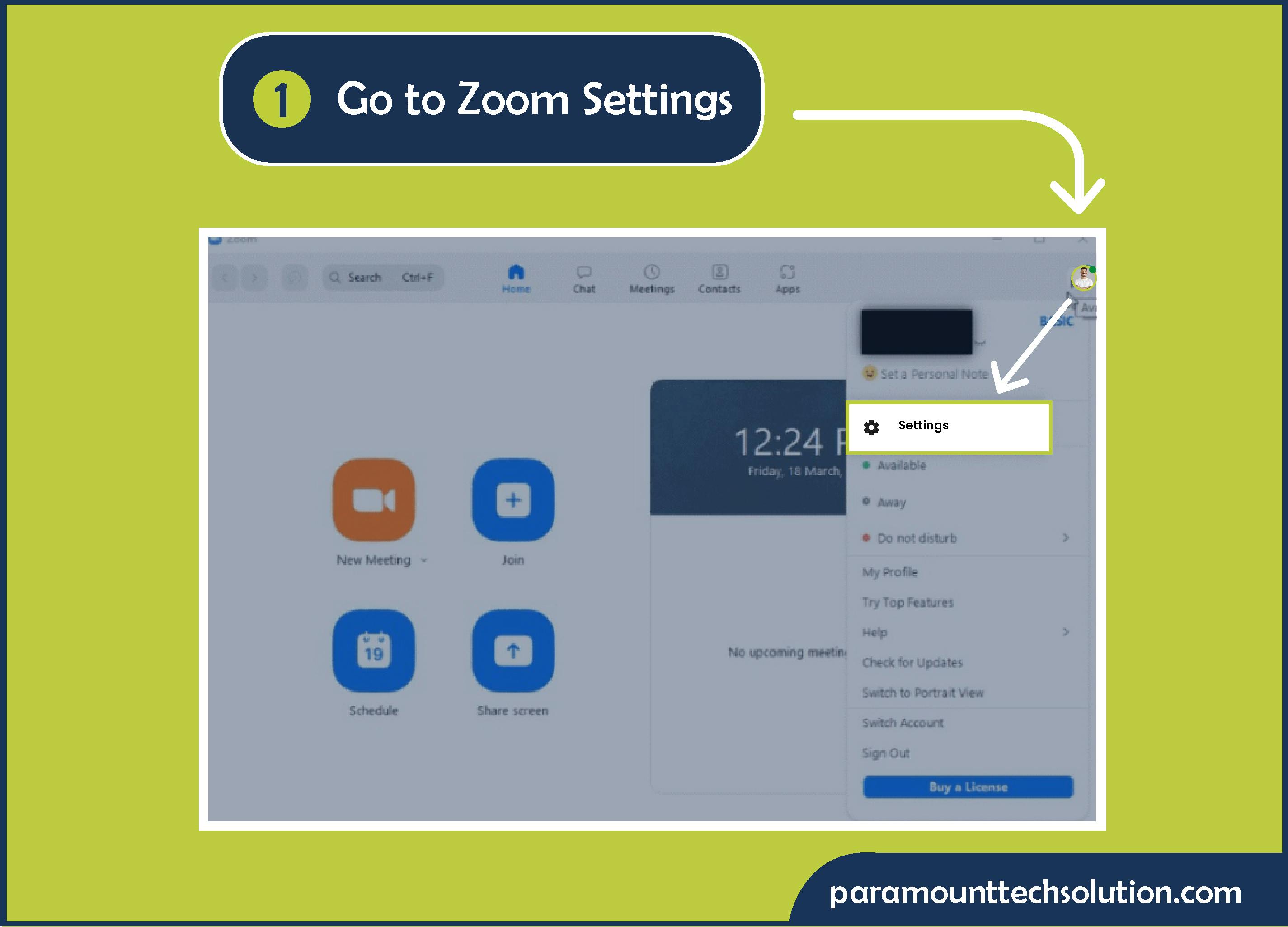 Clear Zoom cache to fix Zoom error code 10004 Step 1: Go to Zoom Settings