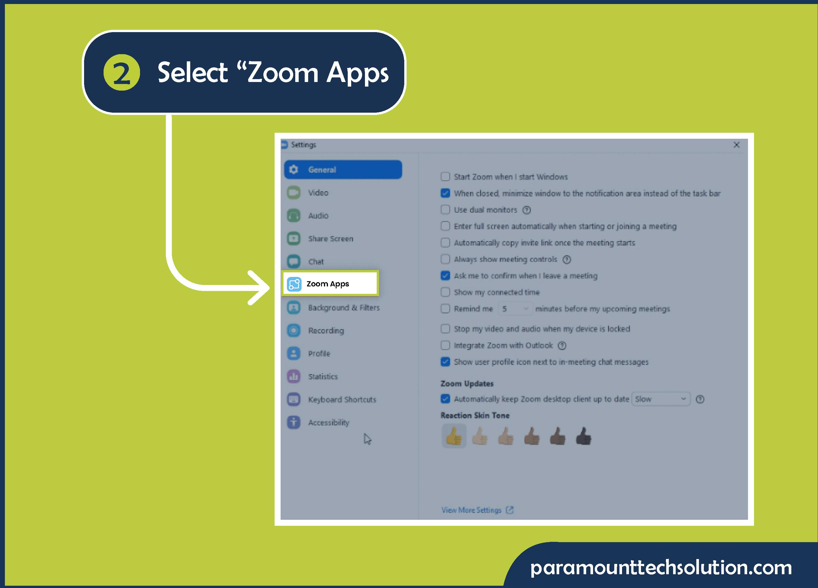 To fix Zoom error code 10004 Step 2: Select “Zoom Apps”