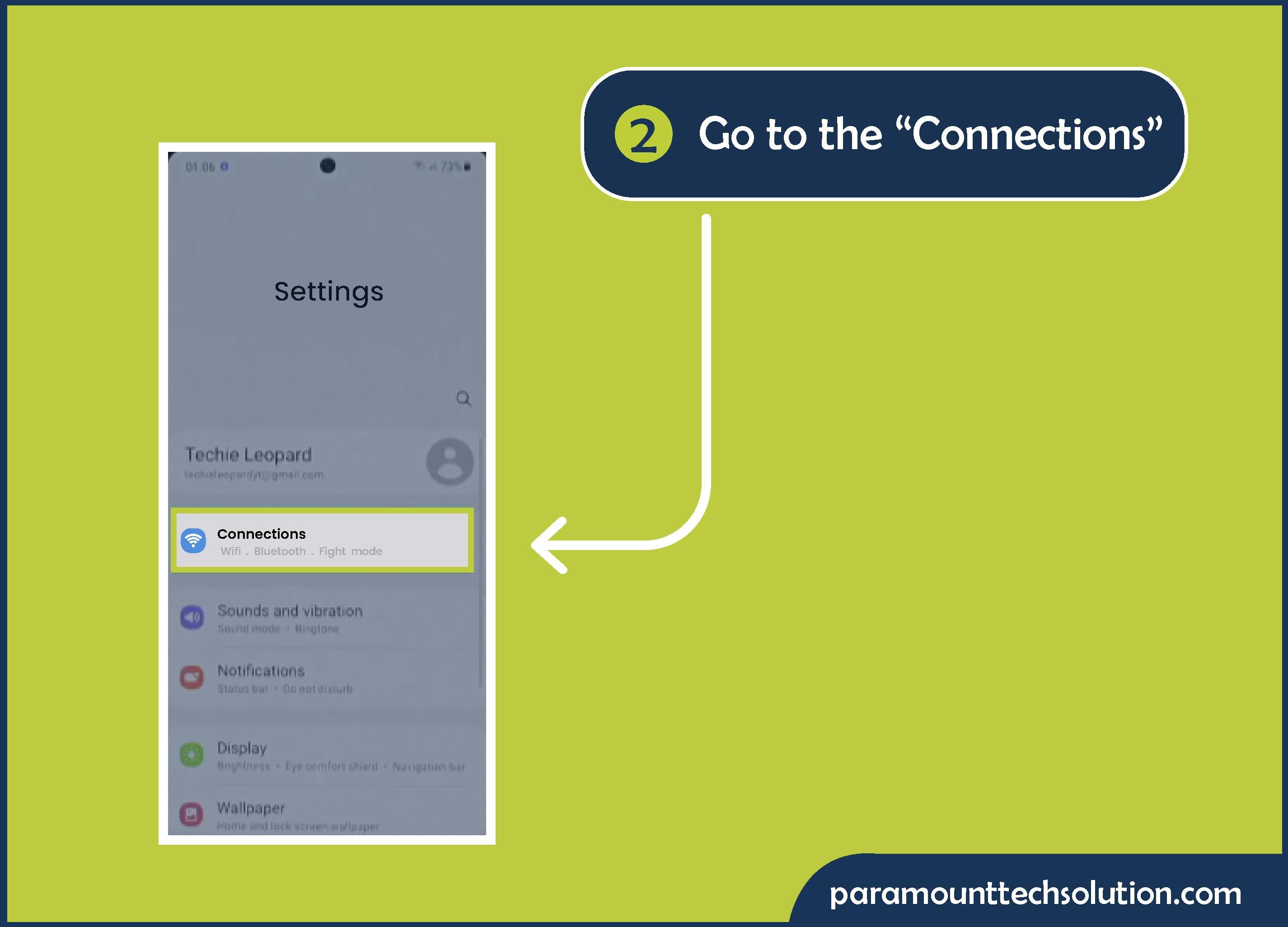 What is my phone number - Android Step 2: Go to the “Connections”