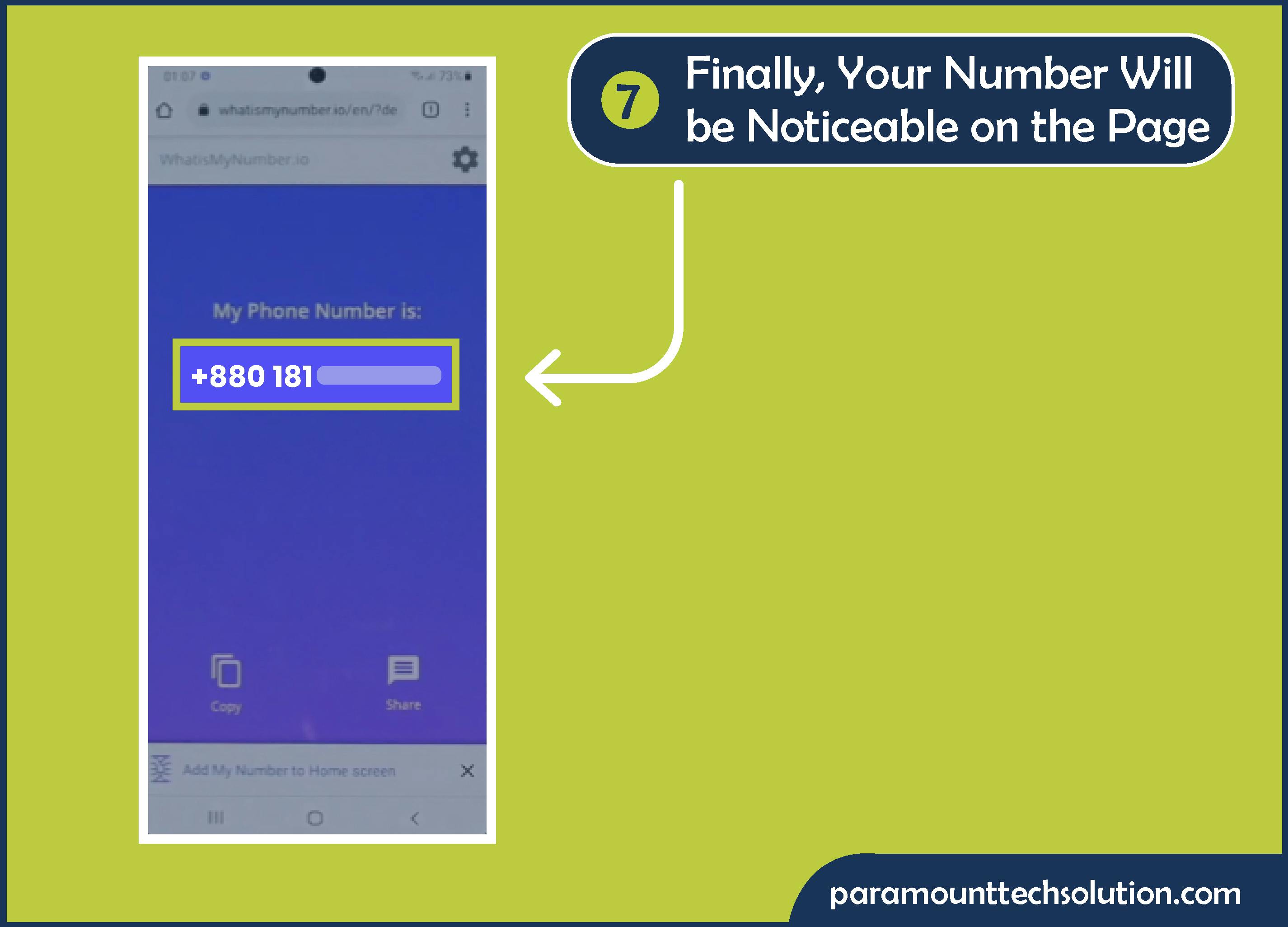 Step 7: Open your browser again. Finally, your number will be noticeable on the page