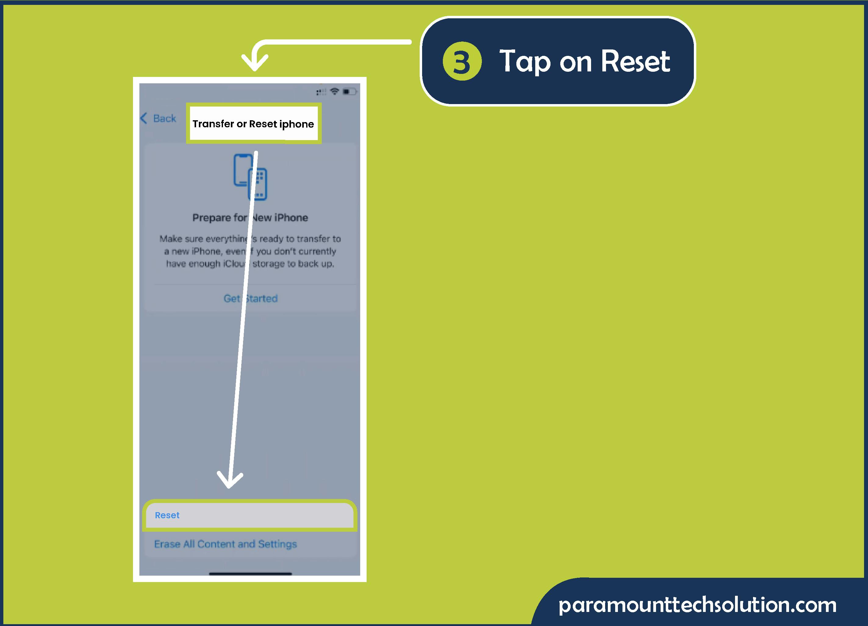 Step 3: Tap on Reset when cellular network not available when that SOS icon appears on your screen