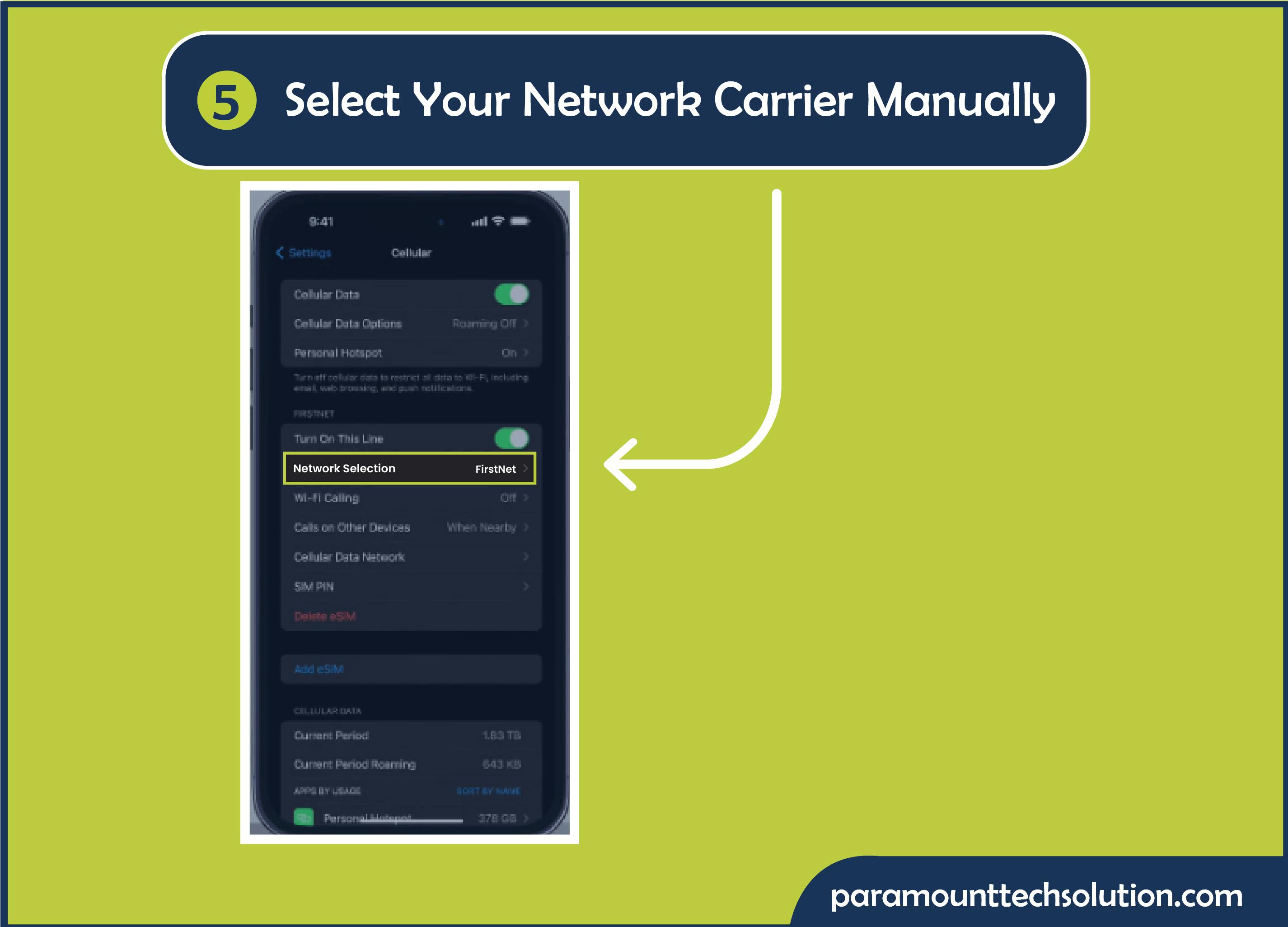 net setp to activiate your setting is Step 5: Select your network carrier manually