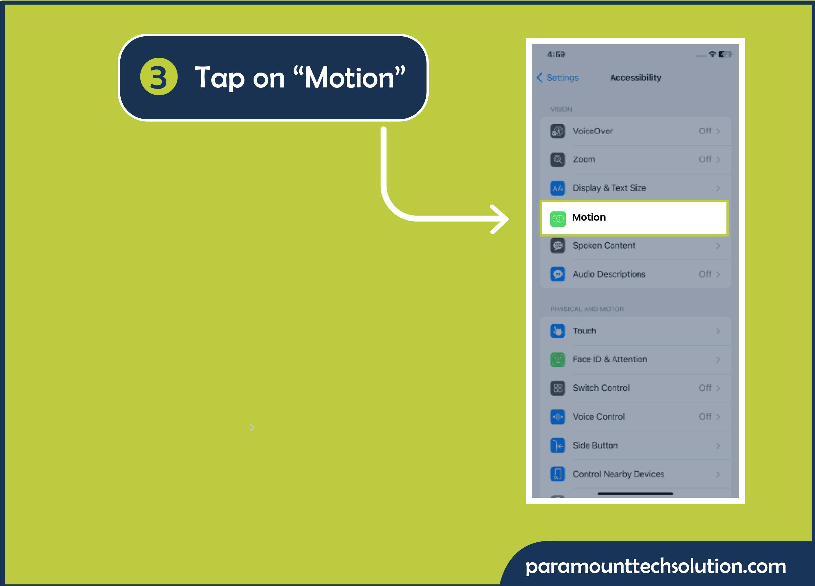 tap on the motion after resloving option