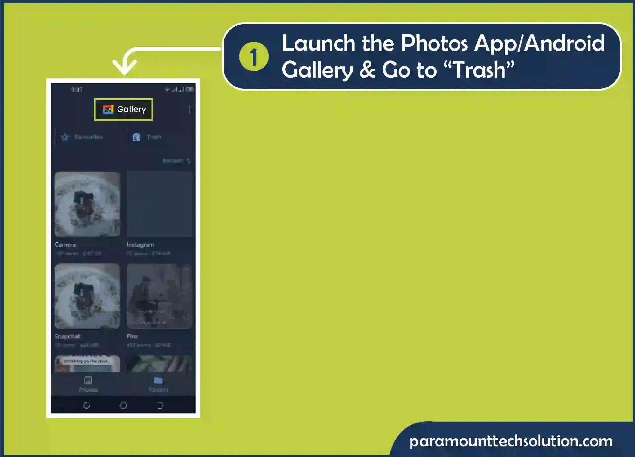 If you want to find deleted photos learn &quot;How to get deleted photos back on the Phone&quot; or &quot;find deleted photos from an Android trash&quot;