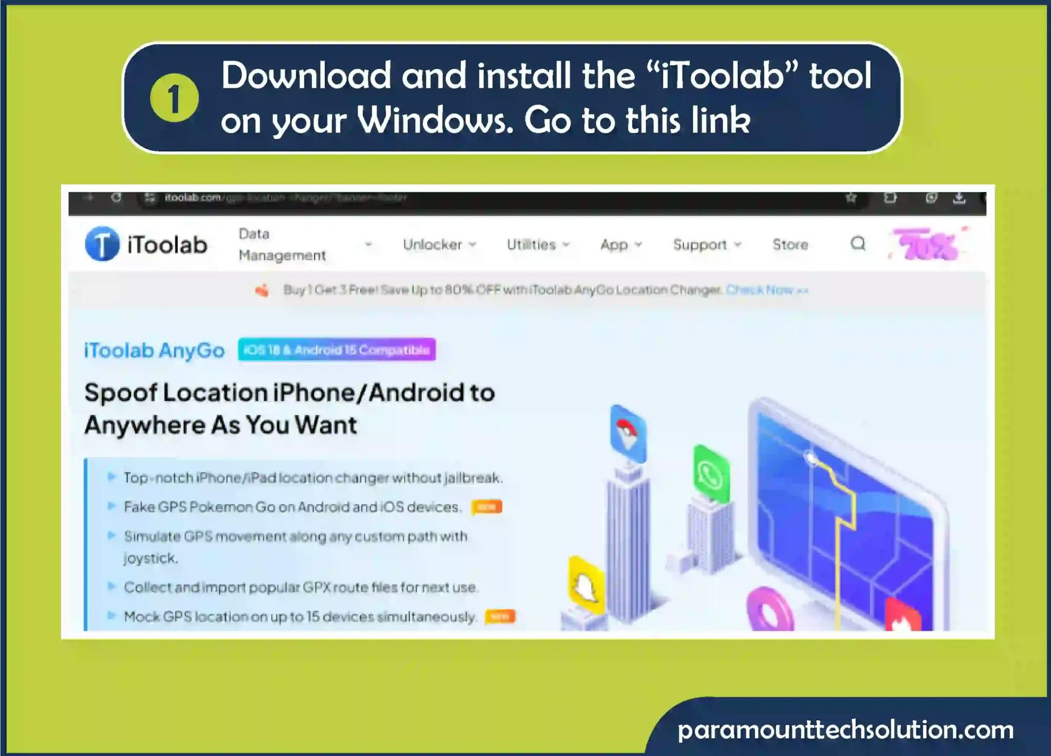 Step 1: Download and install the “iToolab app” on your Windows.