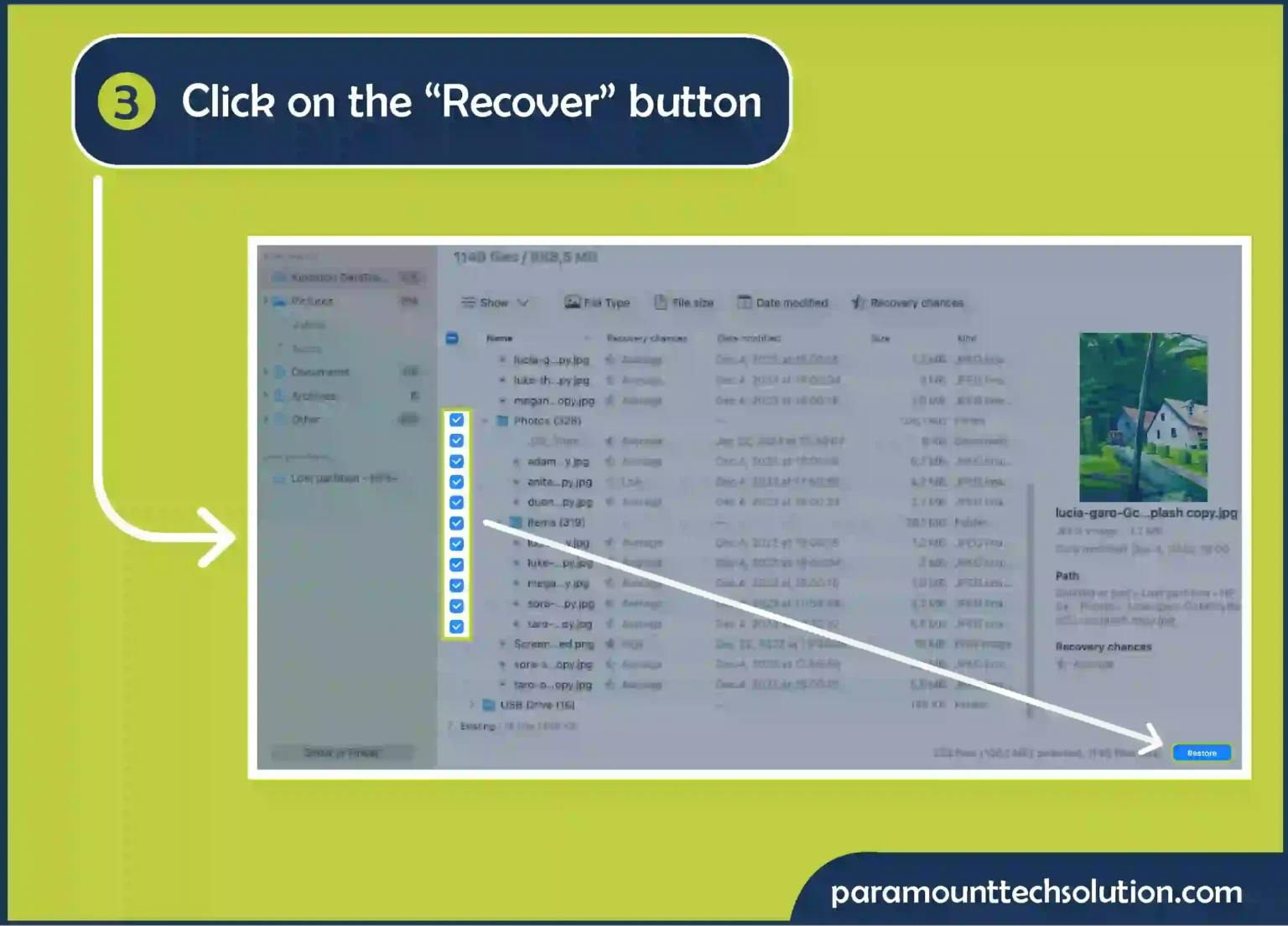 Step 3: Click on the “Recover” button