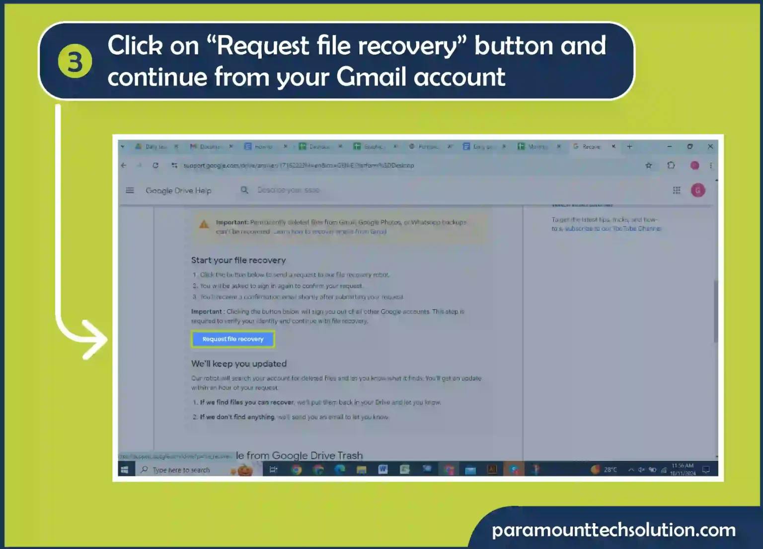 Restore permanently deleted photos back Step 2: Click on “Delete and restore files in Google Drive - Computer