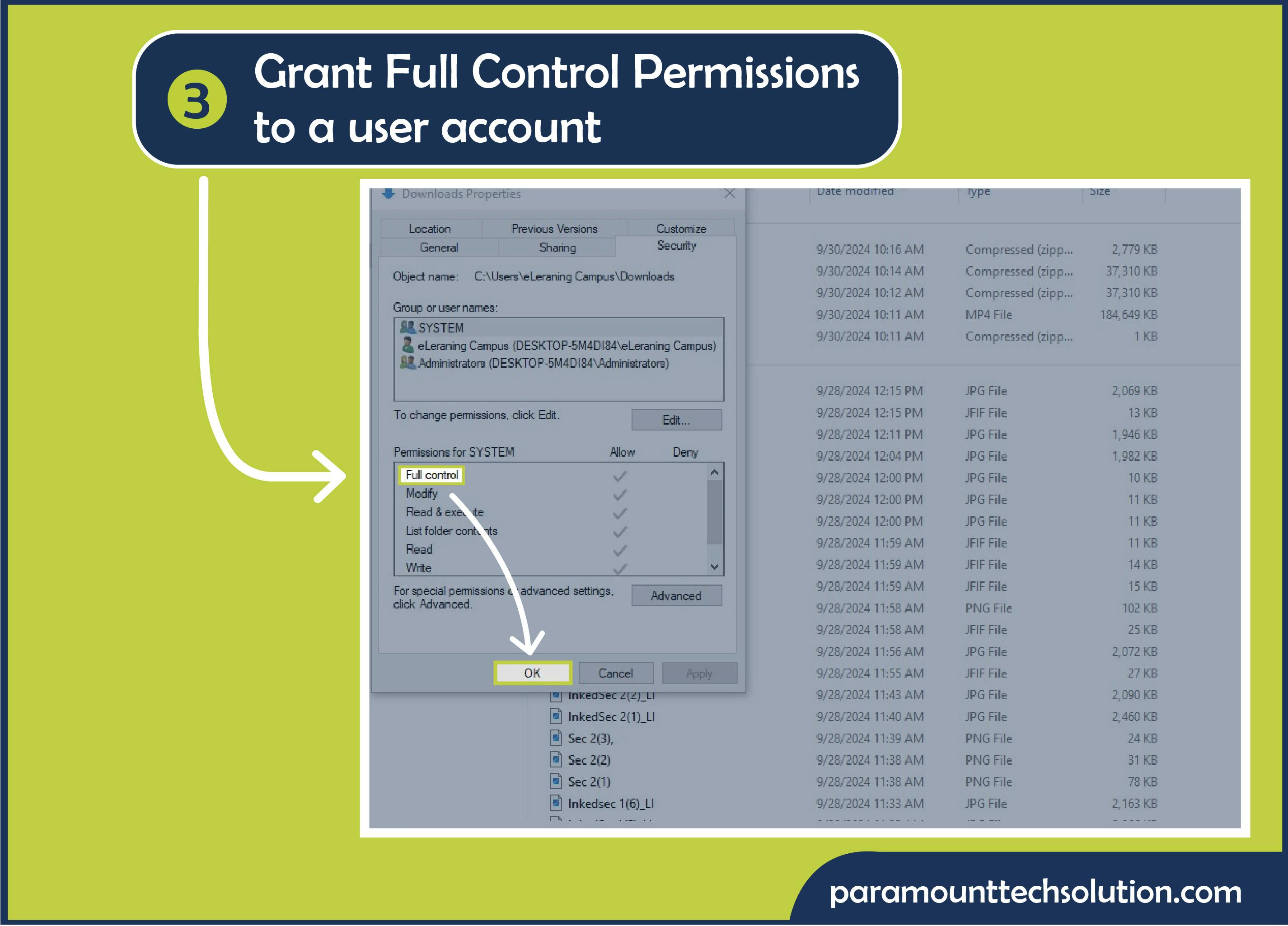 If you see the error &quot;you don't have permission to access this folder,&quot; we will show you How to Fix the Error “You Don't Have Permission to Open this File” Step 3: In the Permissions section, Grant Full Control Permissions to a user account