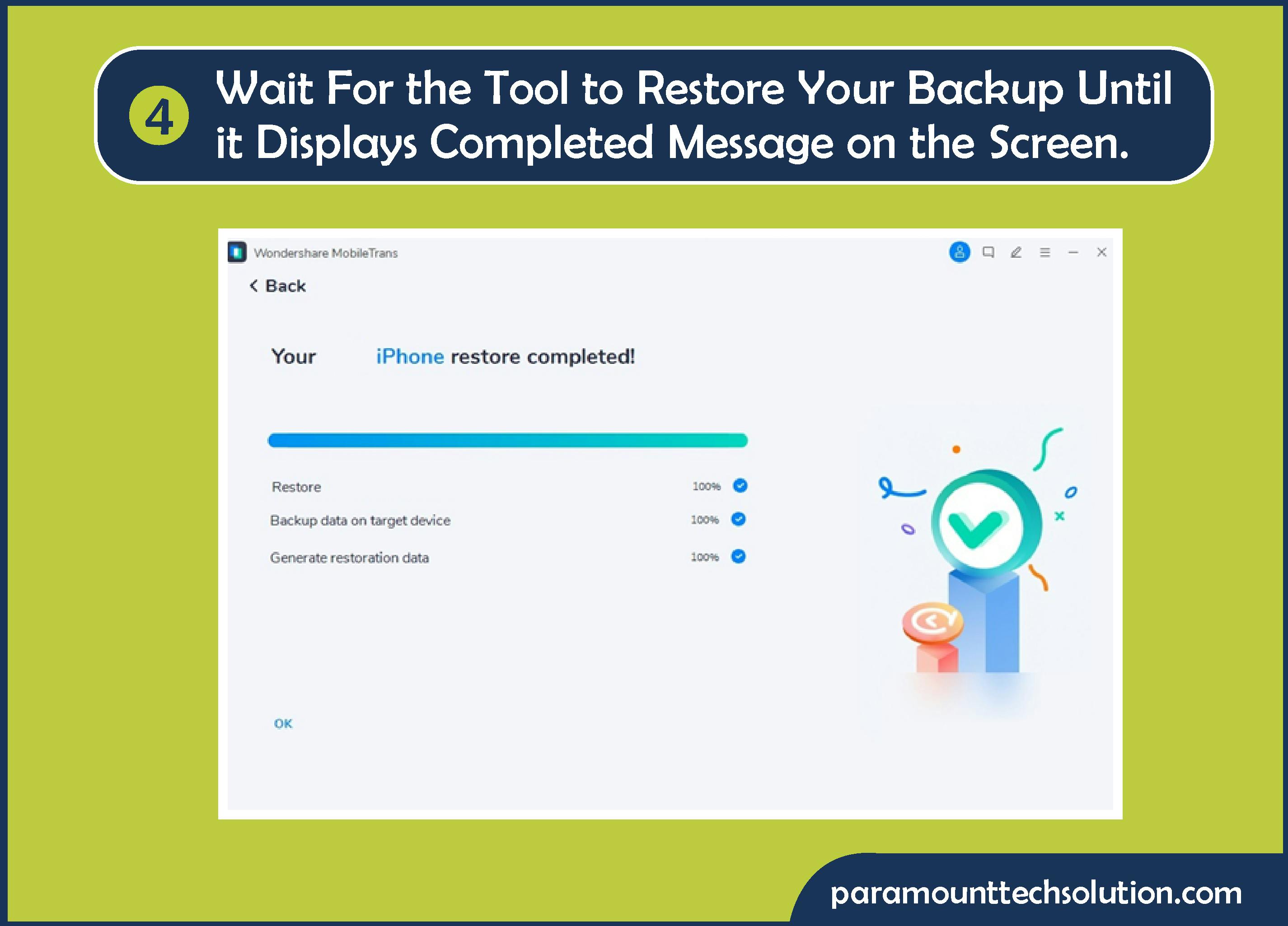 Restore your backup until it displays