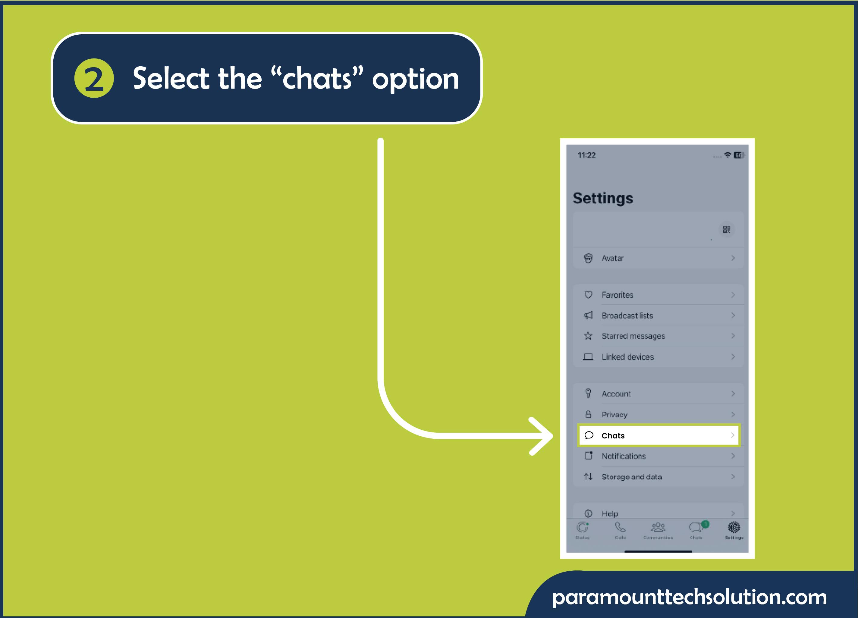 Select the chat option and move on next