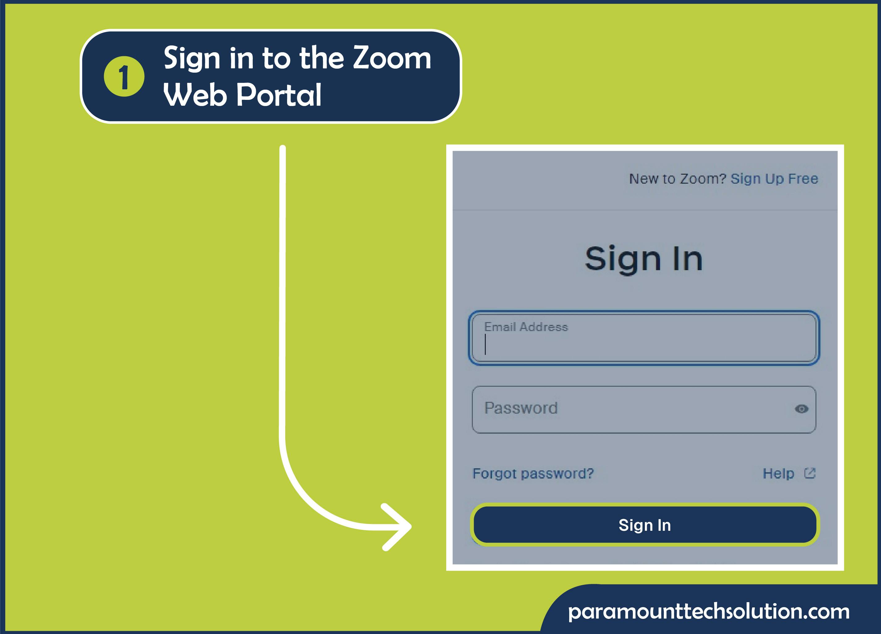 steps How to Enable Screen Sharing on Zoom Via the Web Portal? just Log in to the Zoom Web Portal.