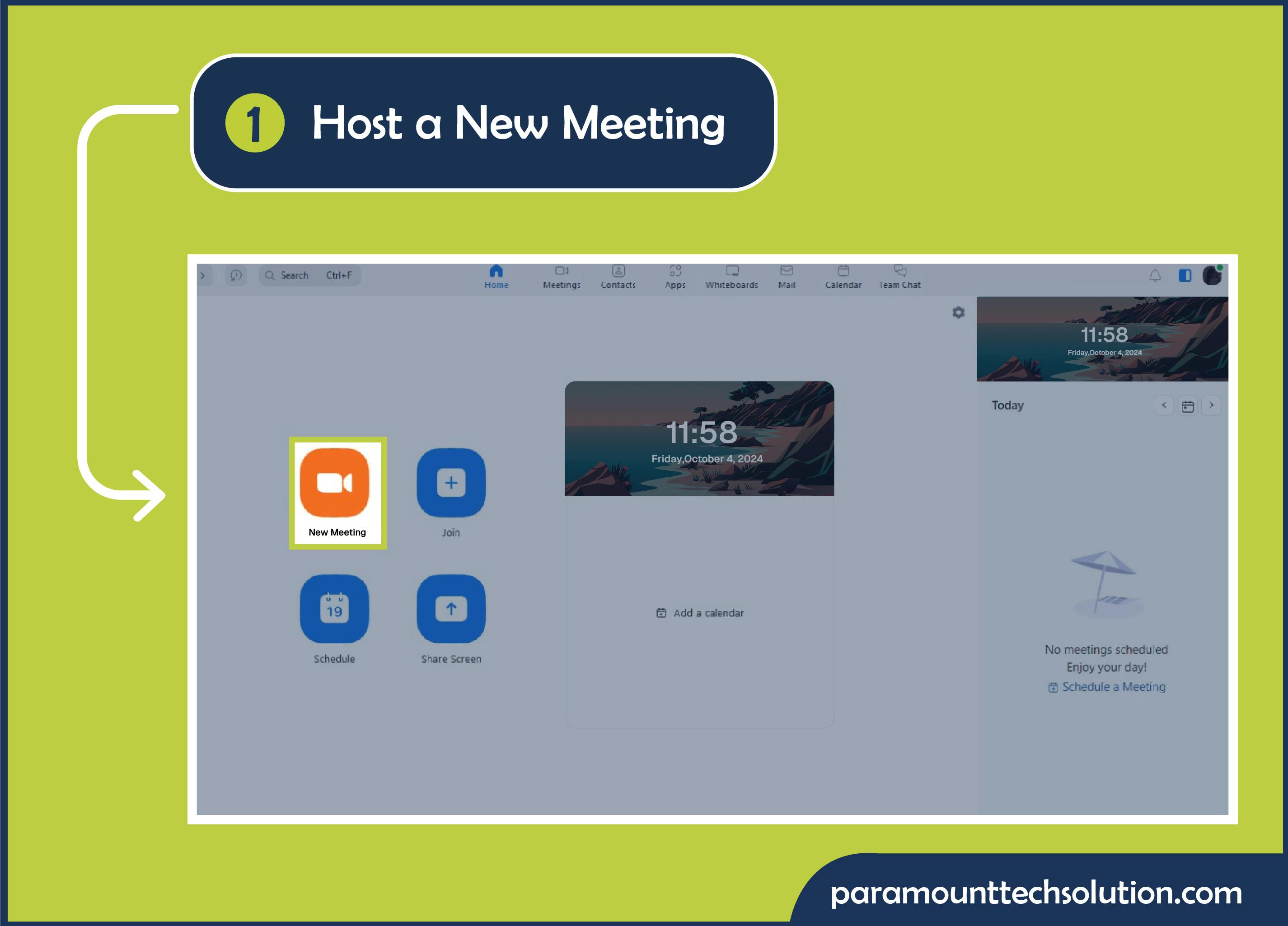 How to Share Screen on Windows and Mac OS? Step 1 select the host a New Meeting