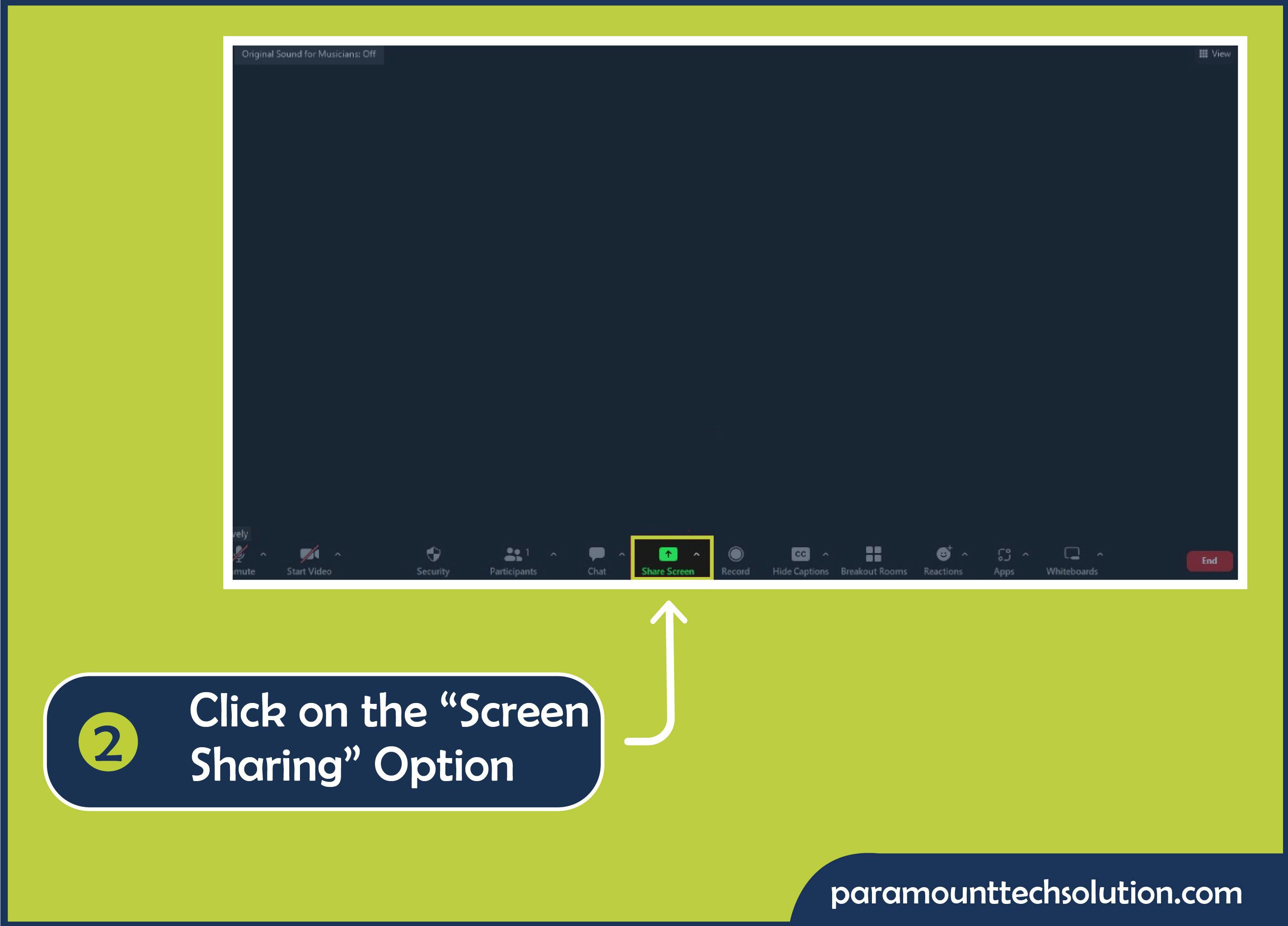 Sharing Screen Zoom Via a Wired Connection Click on Share Screen."