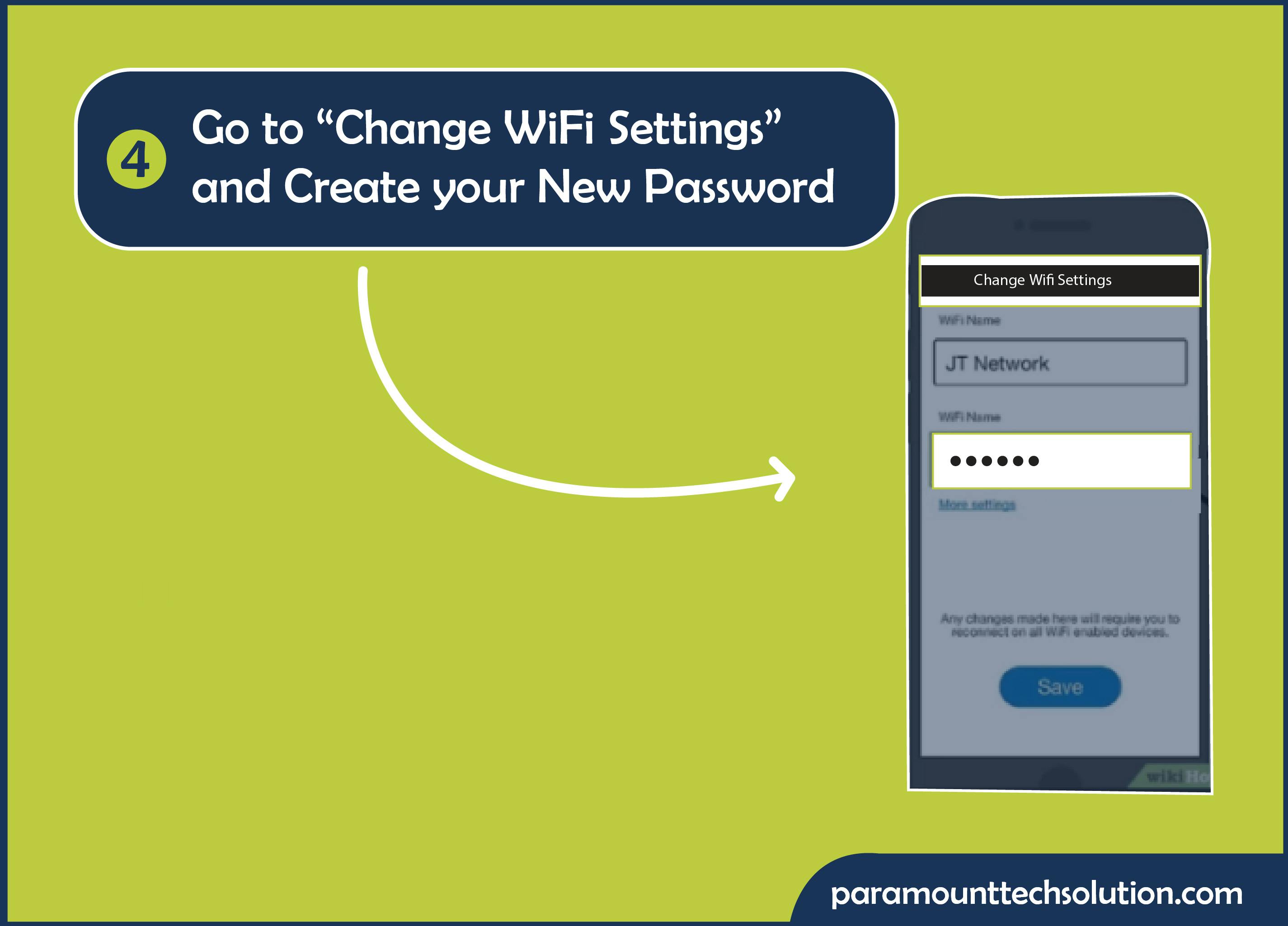 Go to Change WiFi Settings. Create your New Password and chnage the wifi password