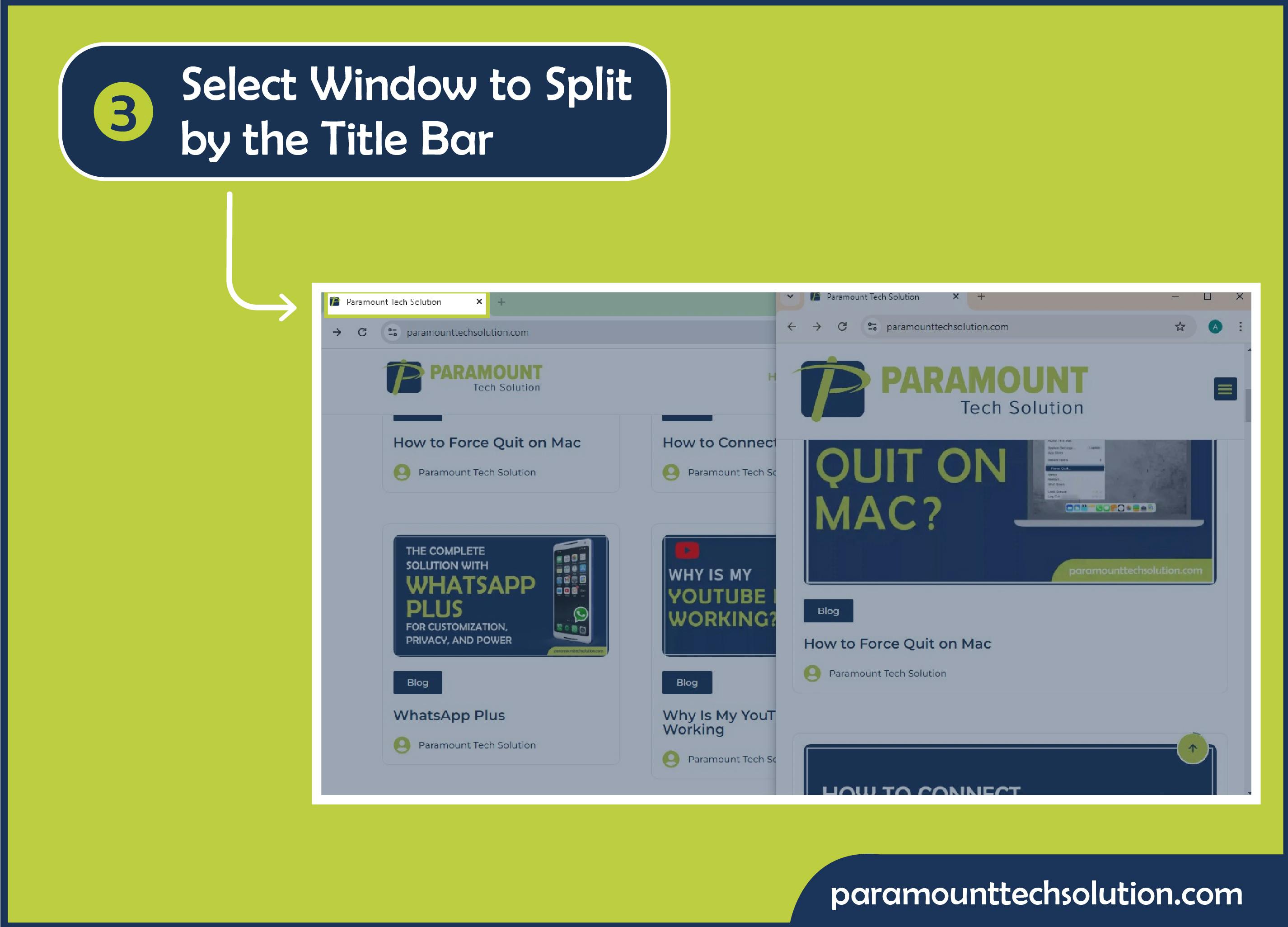 Select Window to split b press the split screen keyboard shortcut Windows Key + left/right arrow to use half windows computer screen.
